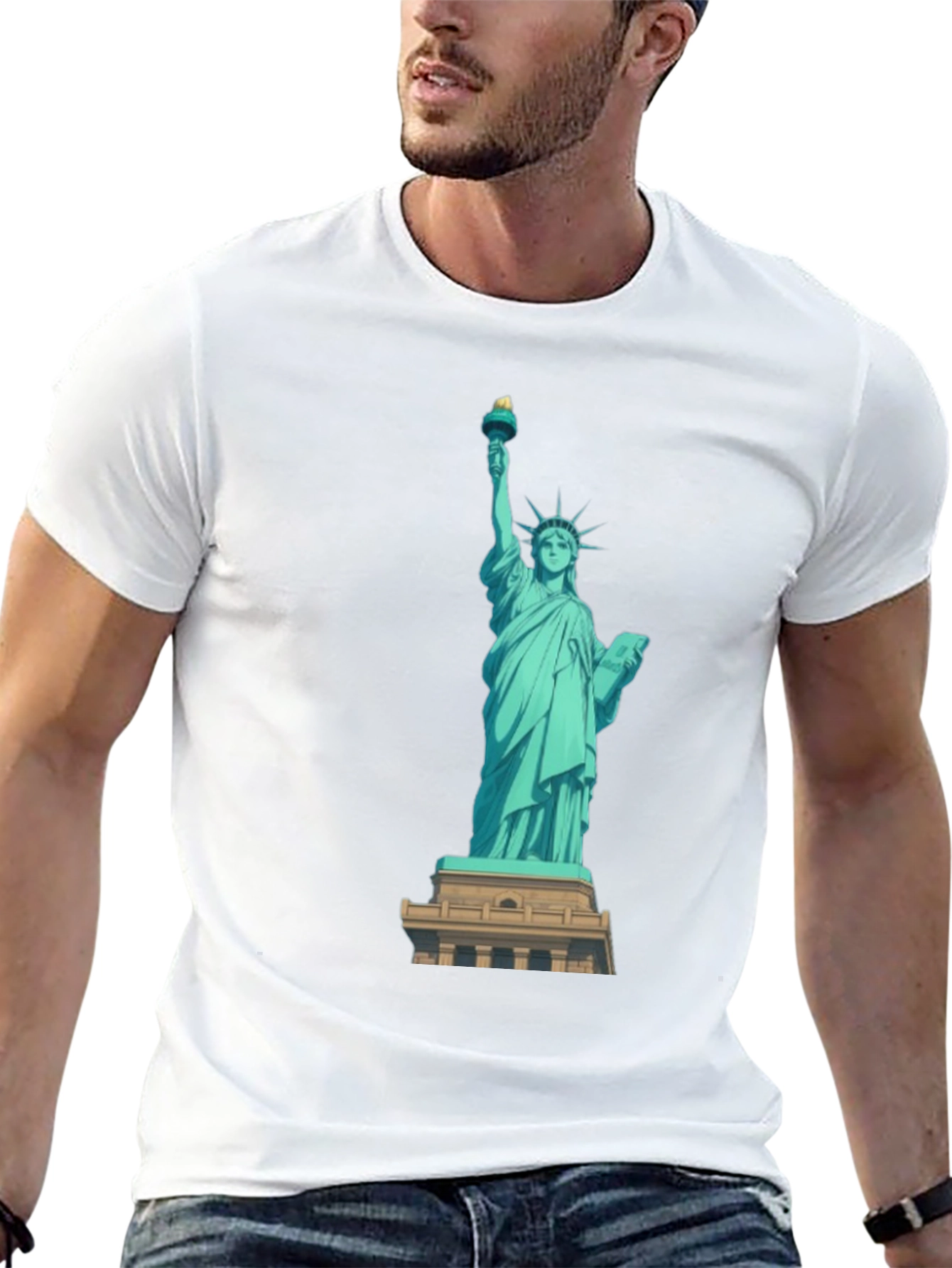 Statue of Liberty Graphic Tee - Black Cotton T-Shirt