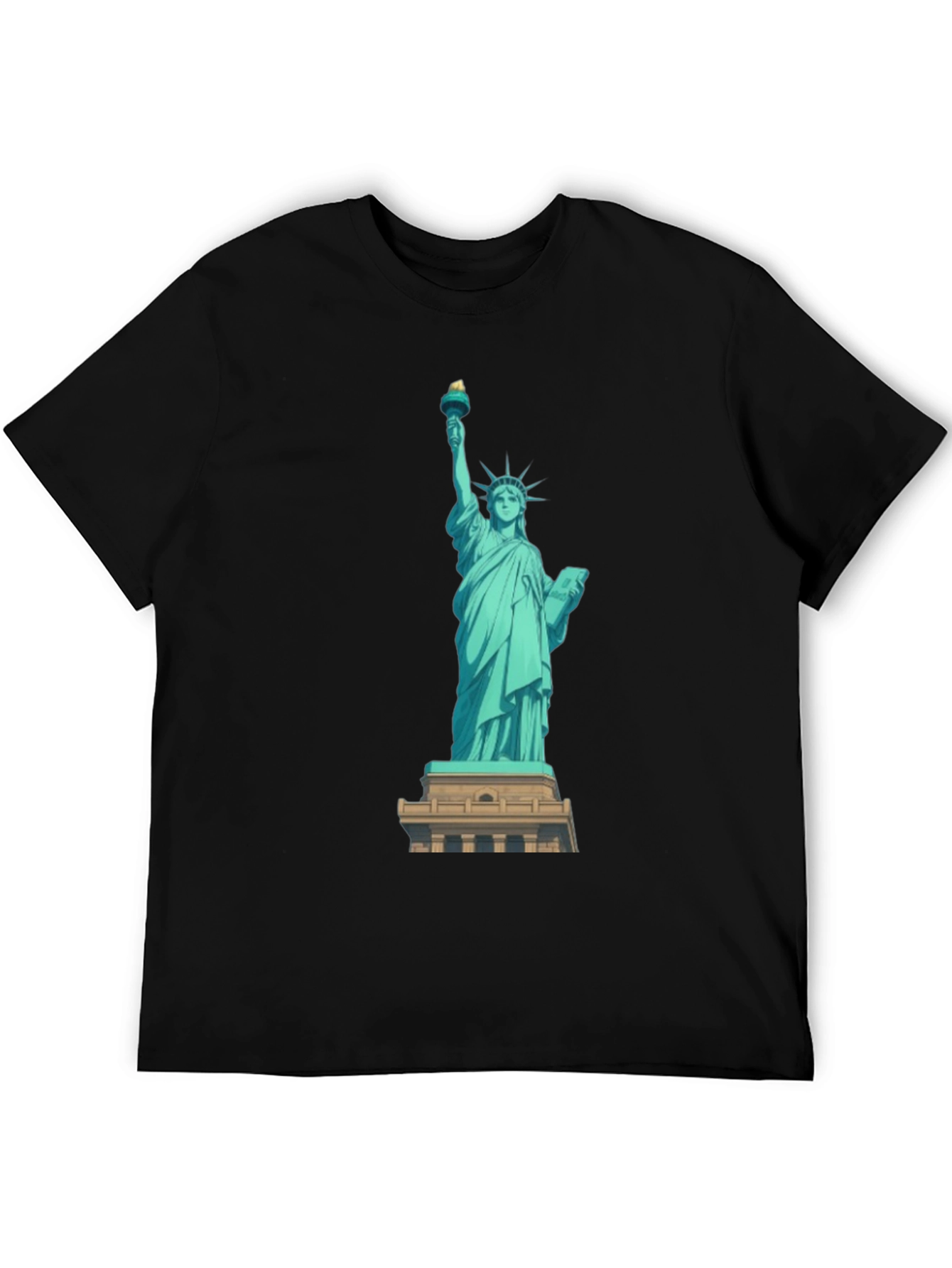 Statue of Liberty Graphic Tee - Black Cotton T-Shirt
