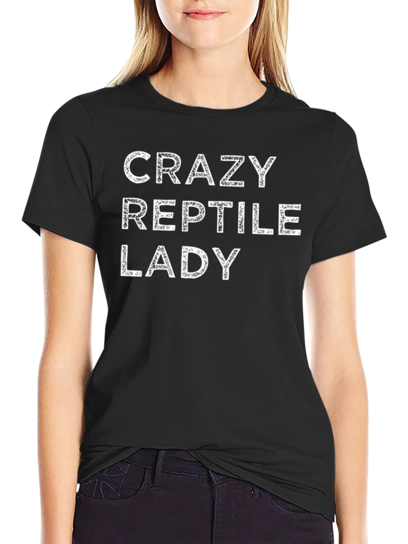 Crazy Reptile Lady Graphic Tee - Black