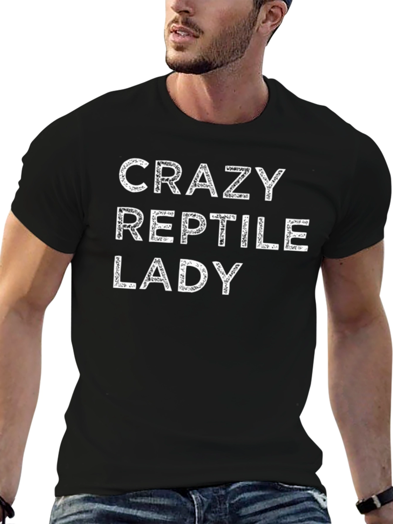 Crazy Reptile Lady Graphic Tee - Black