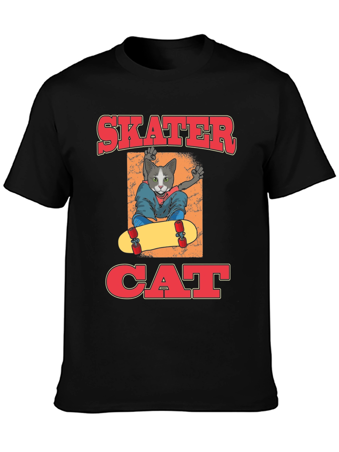 Skater Cat Graphic T-Shirt - Cool Cat Tee