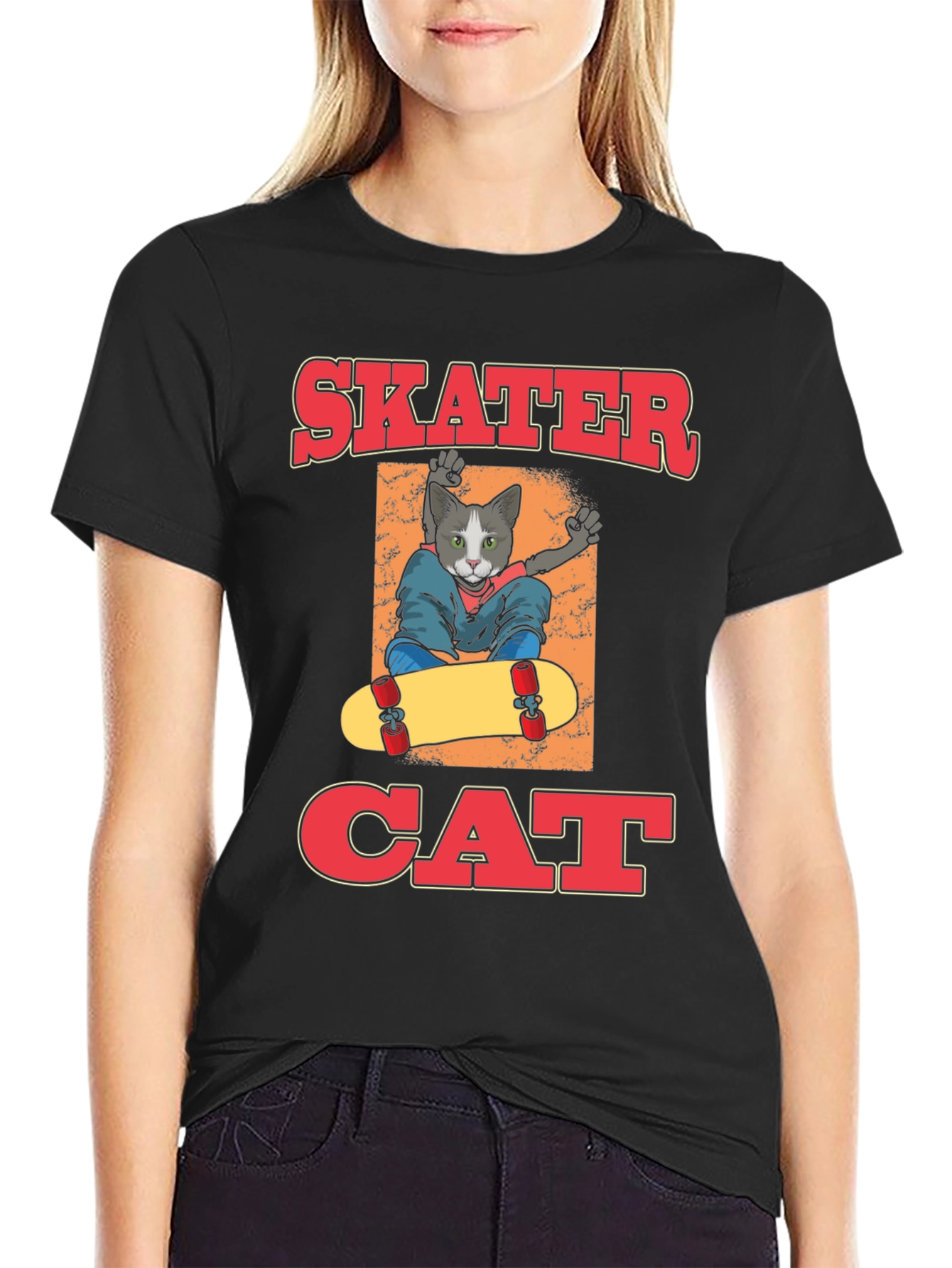 Skater Cat Graphic T-Shirt - Cool Cat Tee