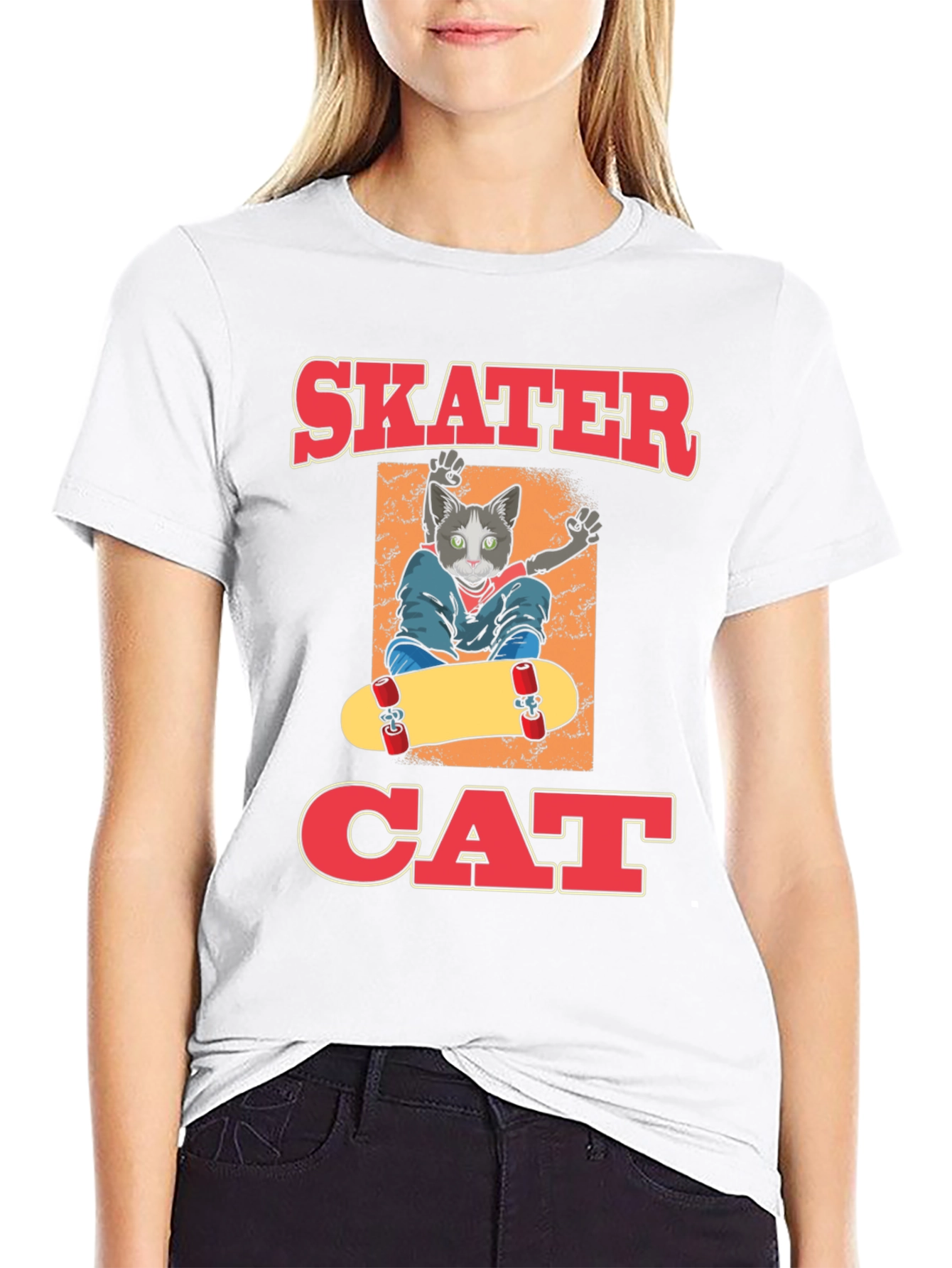 Skater Cat Graphic T-Shirt - Cool Cat Tee