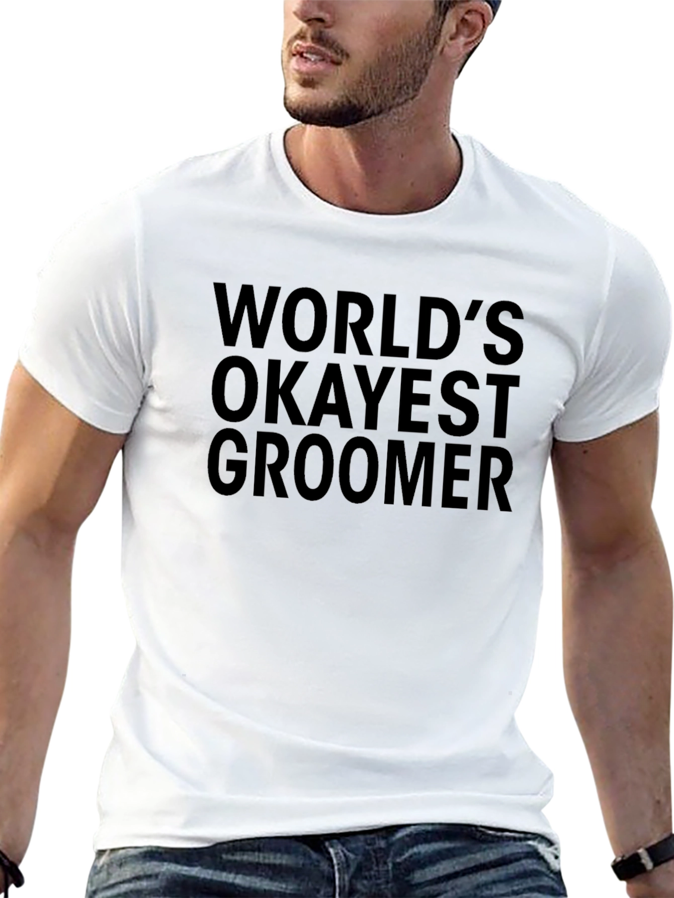 Worlds Okayest Groomer Tee - Funny Graphic T-Shirt