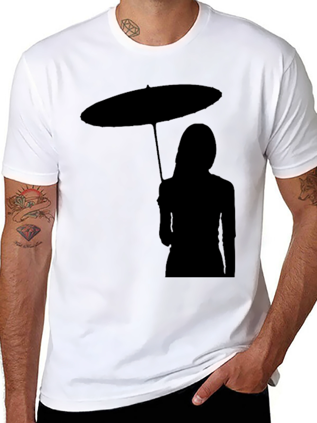 Silhouette Umbrella Graphic Black T-Shirt