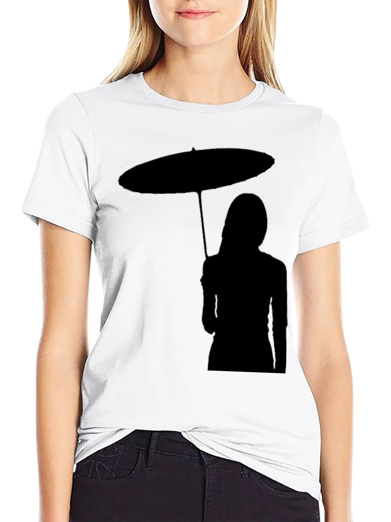 Silhouette Umbrella Graphic Black T-Shirt