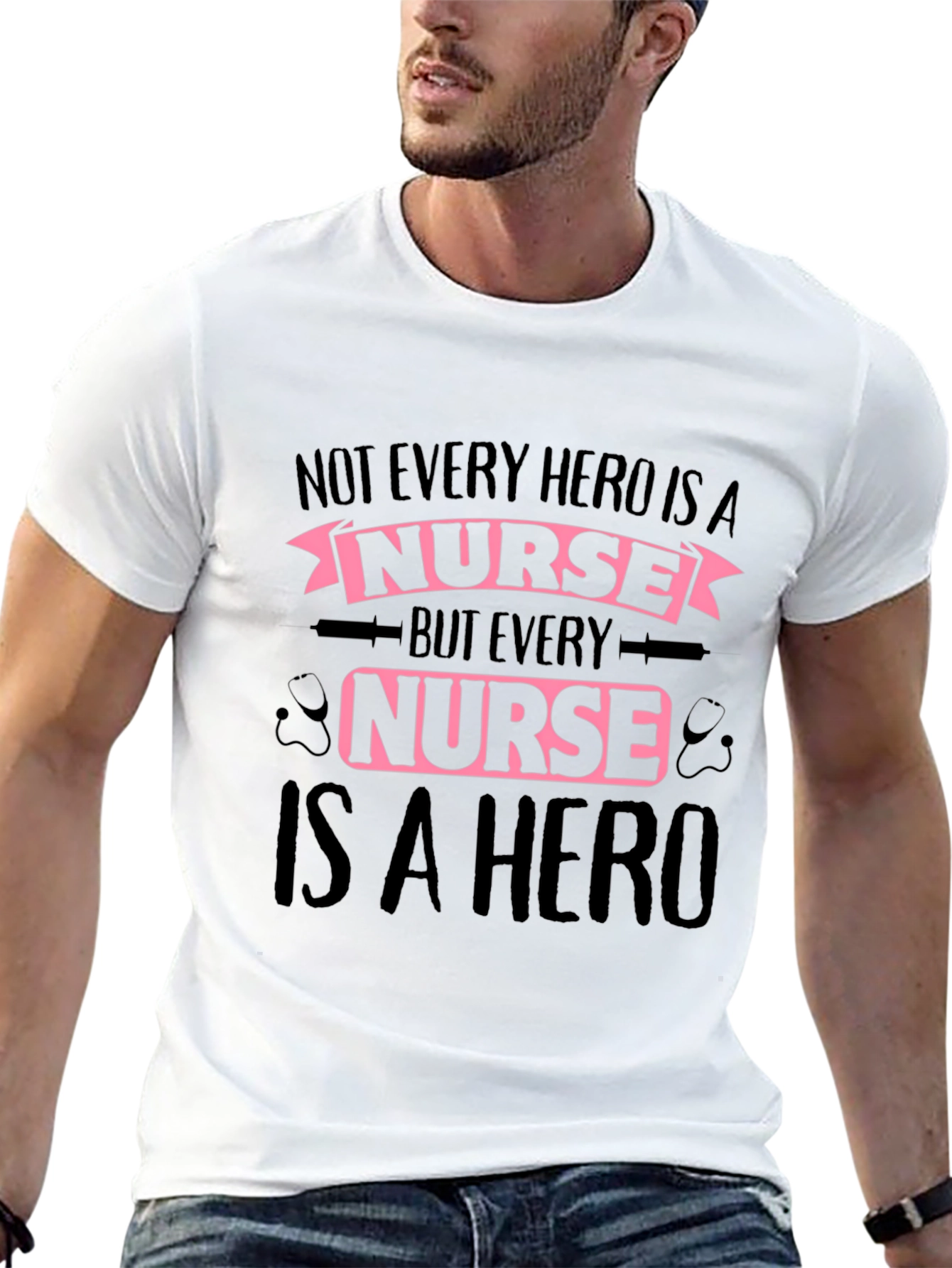 Nurse Hero Graphic Tee - Black Cotton T-Shirt