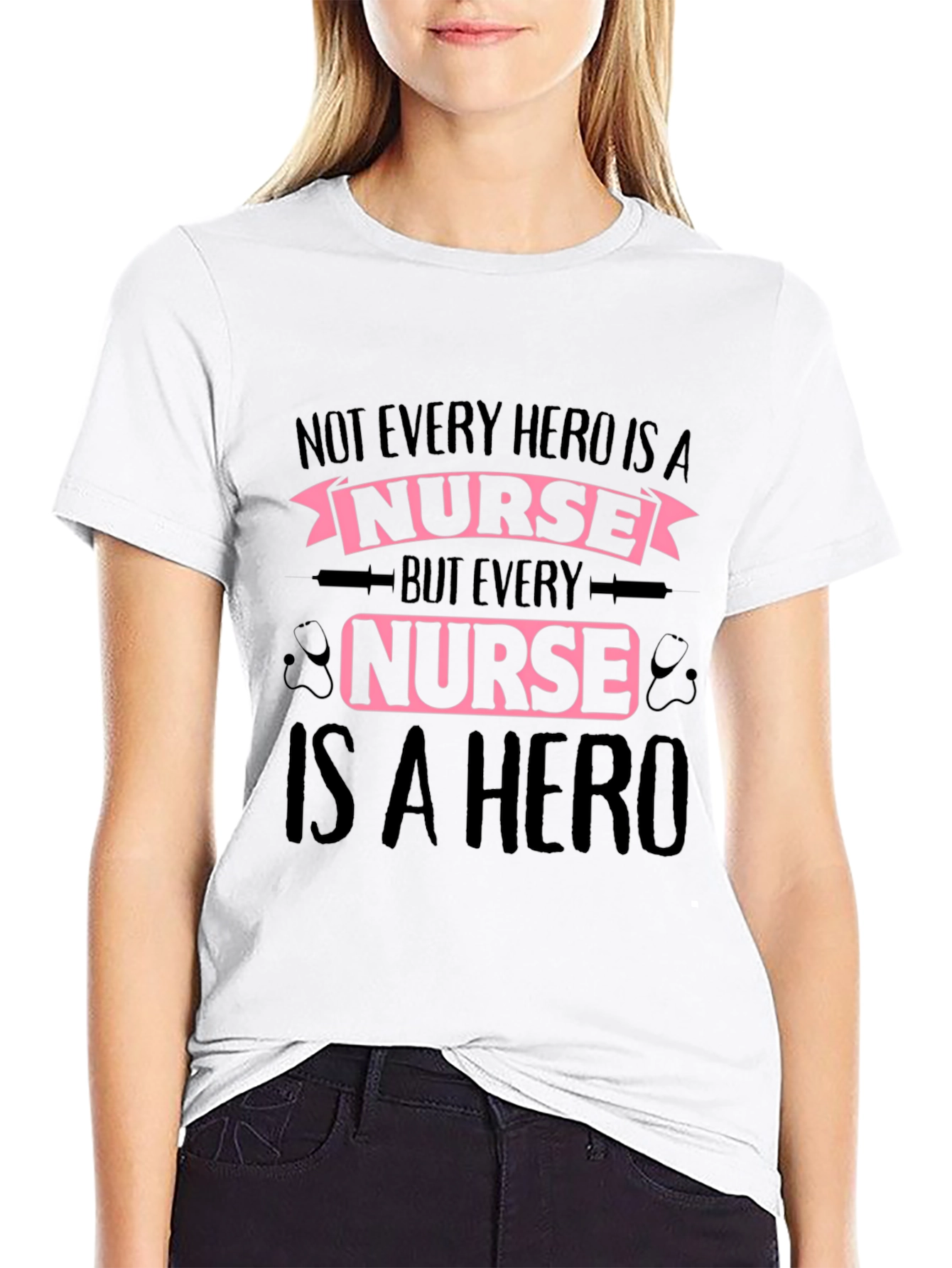 Nurse Hero Graphic Tee - Black Cotton T-Shirt