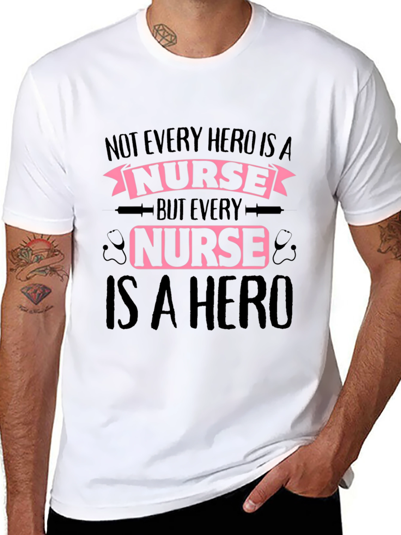 Nurse Hero Graphic Tee - Black Cotton T-Shirt