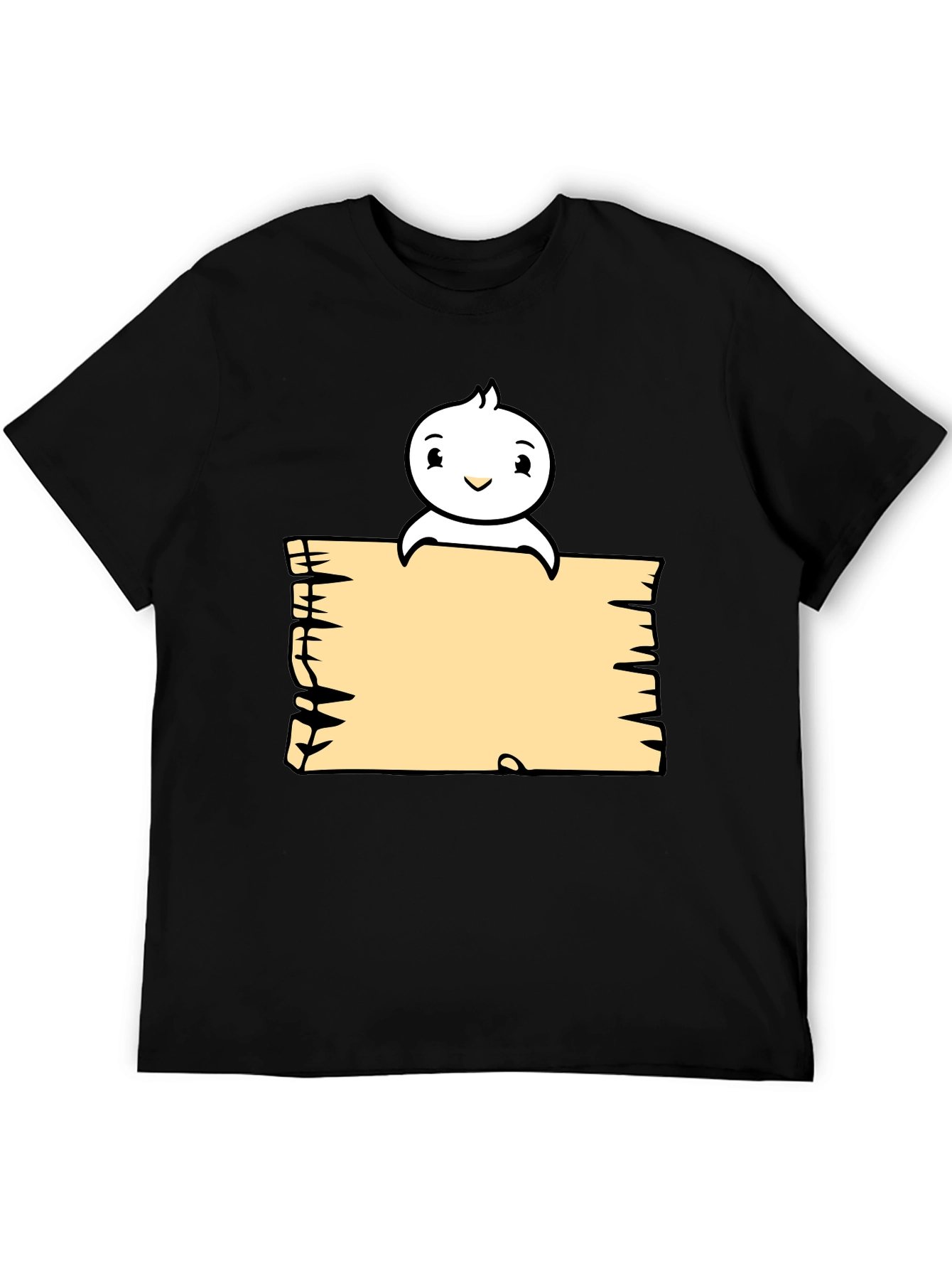 Cute Cartoon Character Black T-Shirt