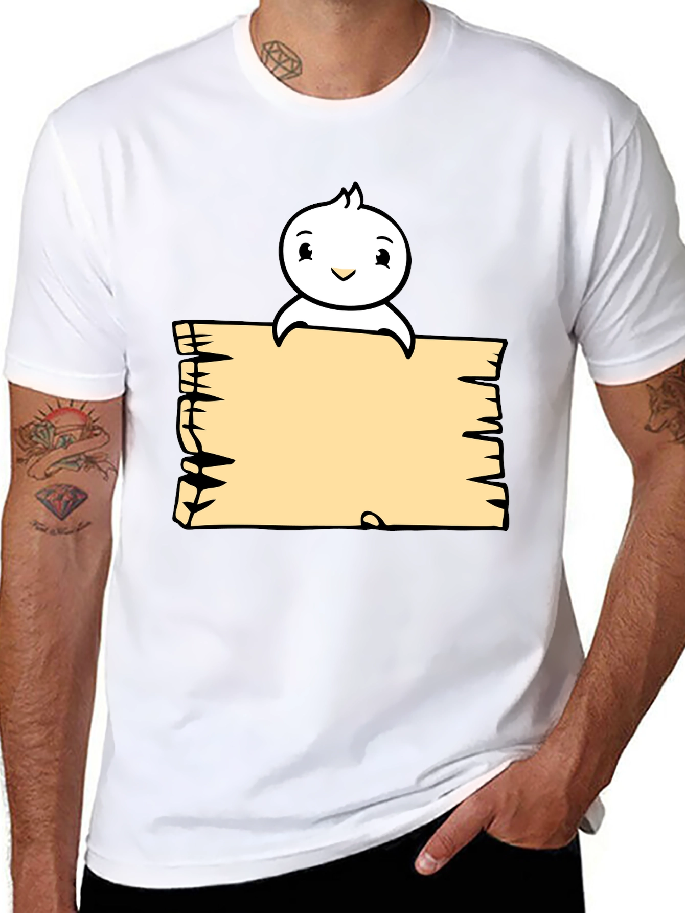 Cute Cartoon Character Black T-Shirt
