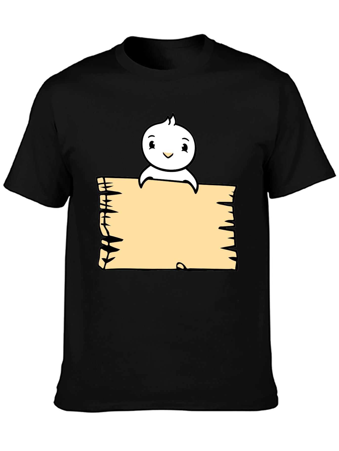 Cute Cartoon Character Black T-Shirt