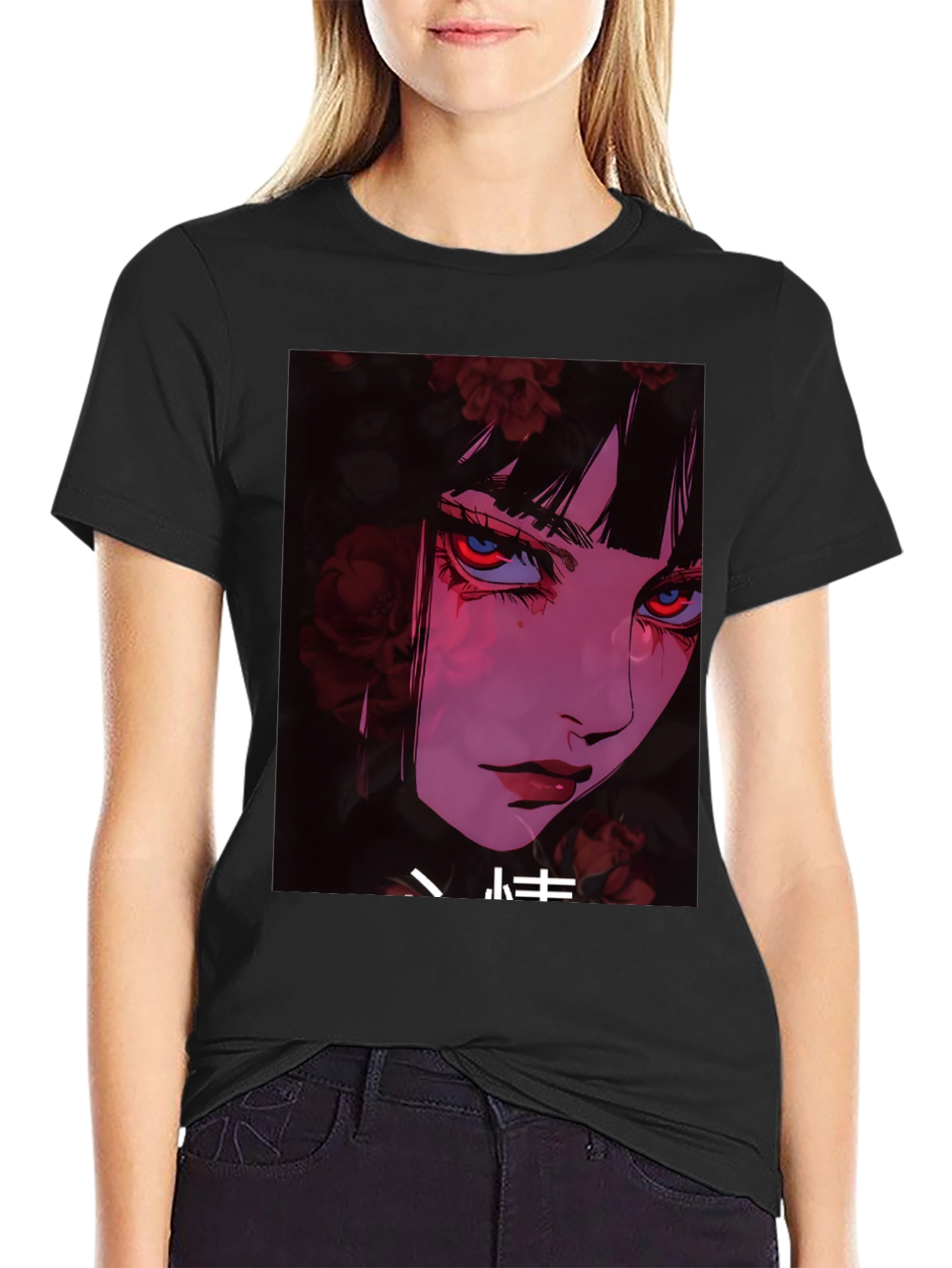 Anime Girl Graphic T-Shirt - Trendy Black Tee