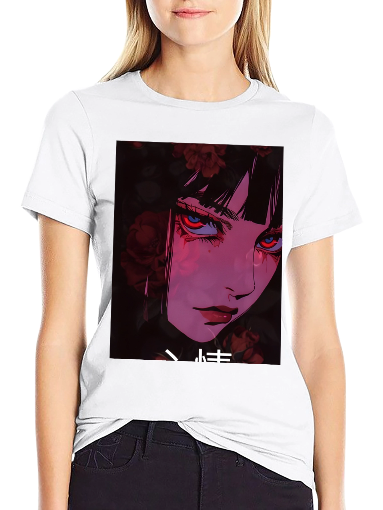 Anime Girl Graphic T-Shirt - Trendy Black Tee