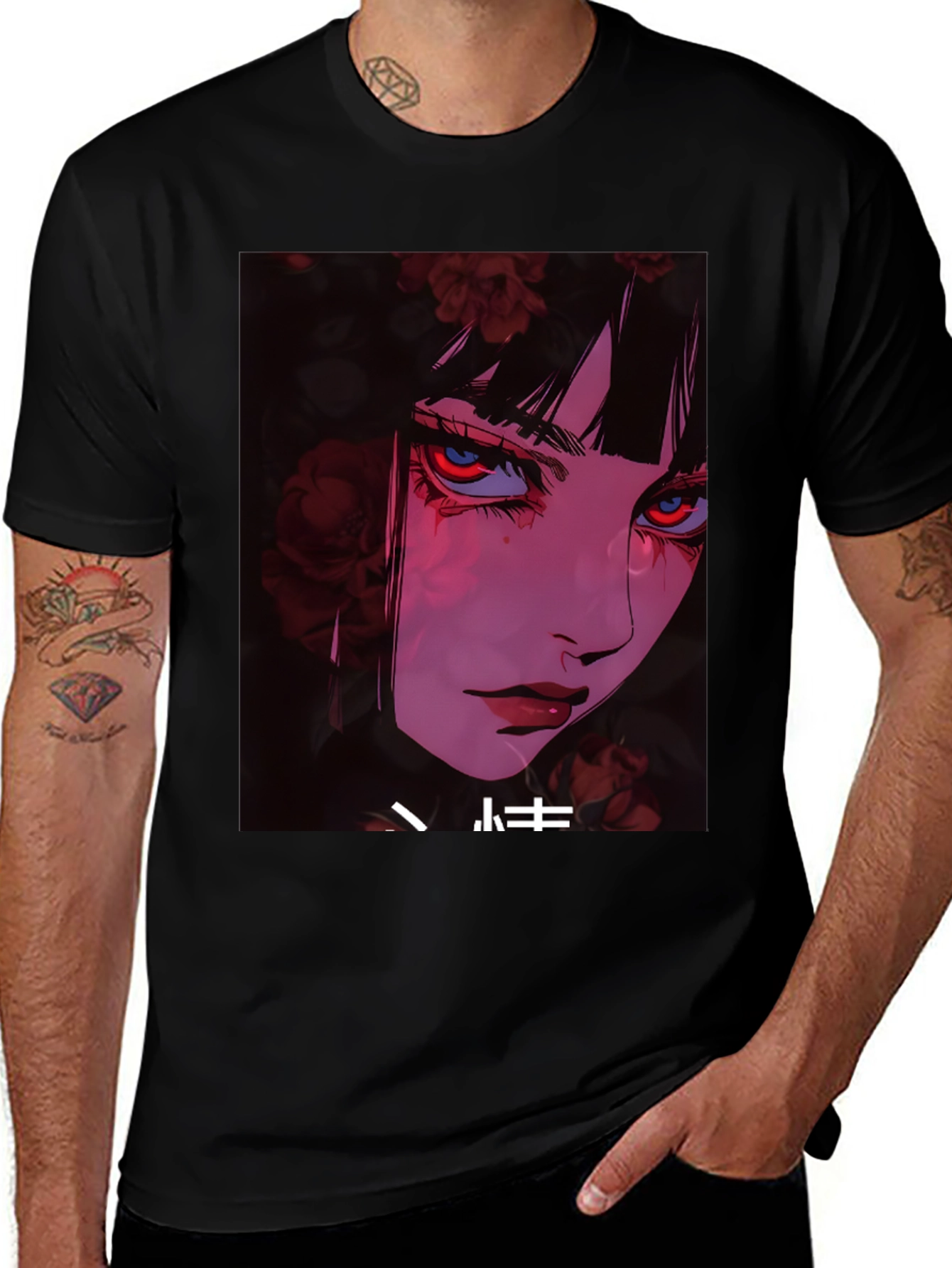 Anime Girl Graphic T-Shirt - Trendy Black Tee