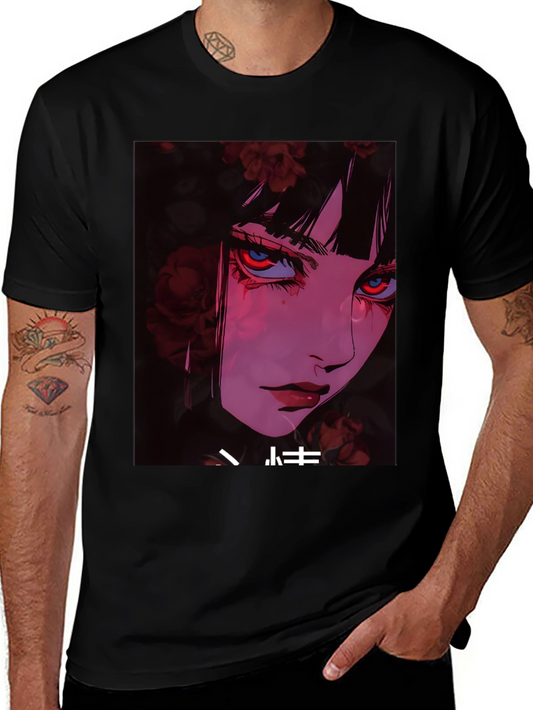 Anime Girl Graphic T-Shirt - Trendy Black Tee