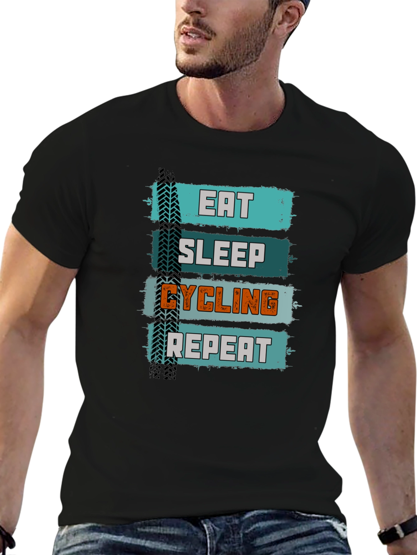 Eat Sleep Cycling Repeat T-Shirt - Black