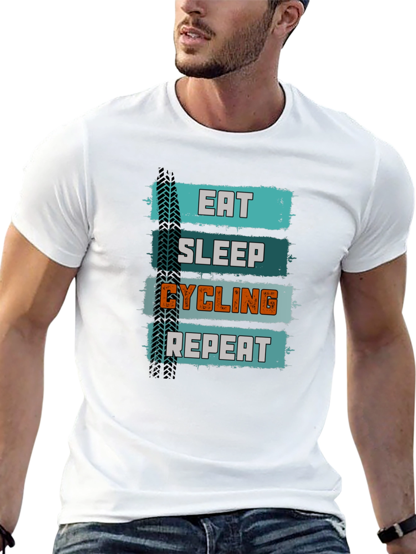 Eat Sleep Cycling Repeat T-Shirt - Black