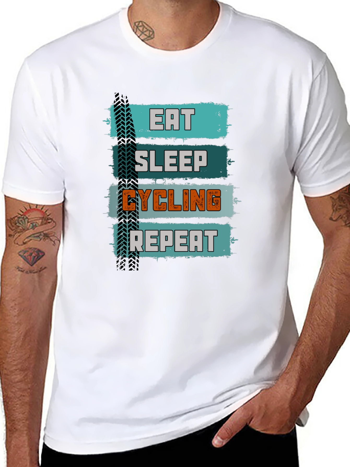 Eat Sleep Cycling Repeat T-Shirt - Black
