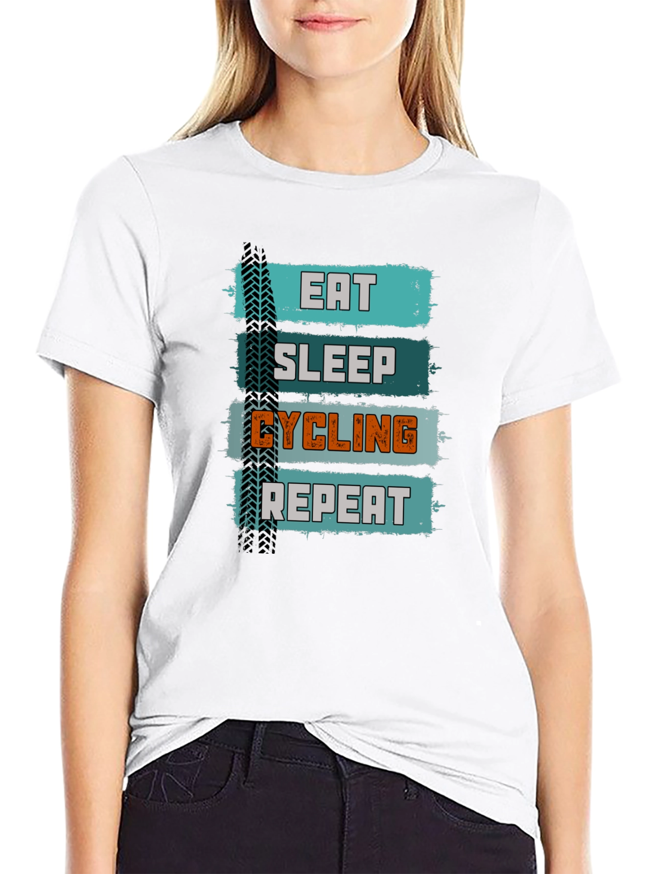 Eat Sleep Cycling Repeat T-Shirt - Black