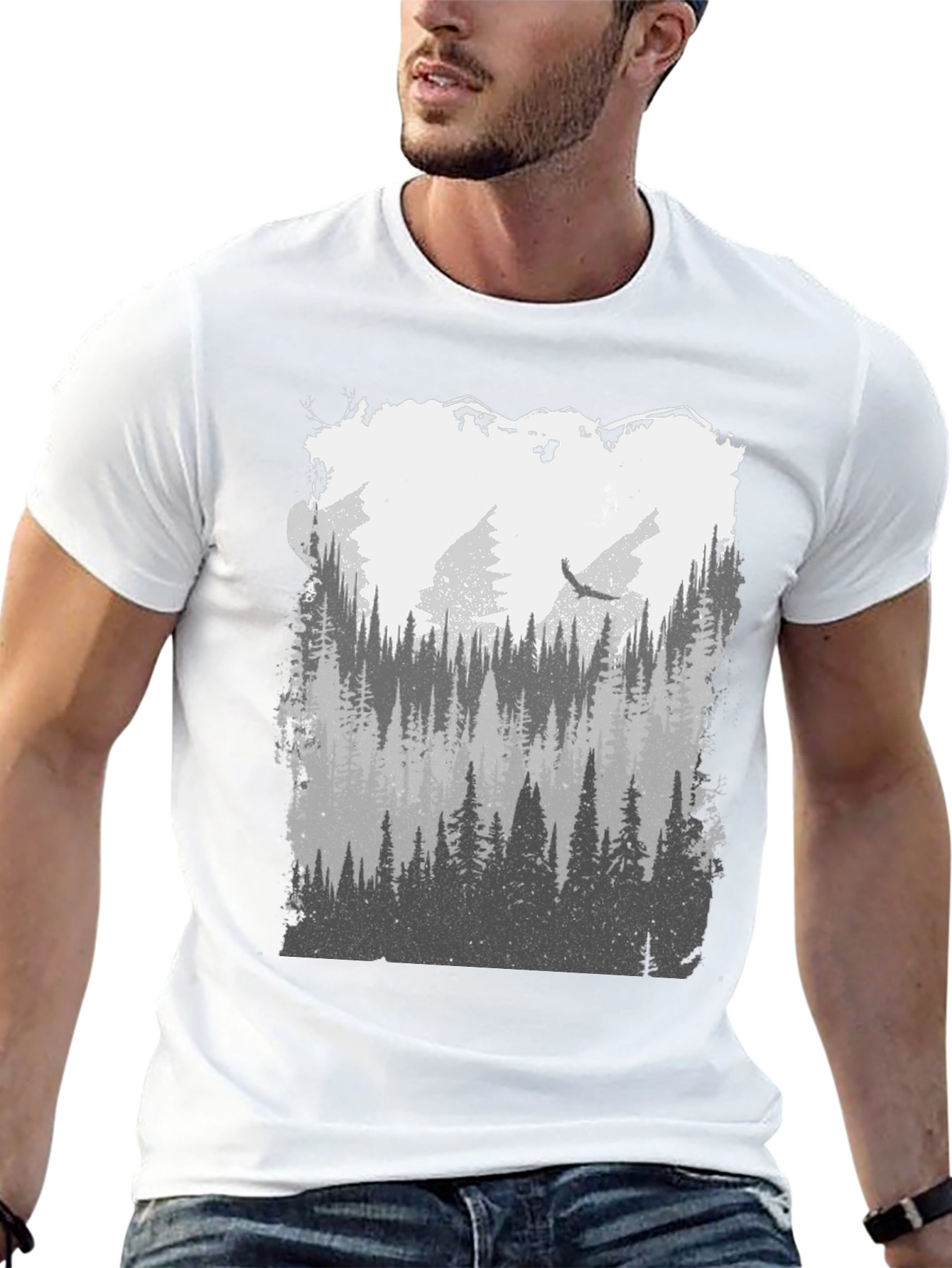 Nature Forest Graphic Tee - Mens Black T-Shirt