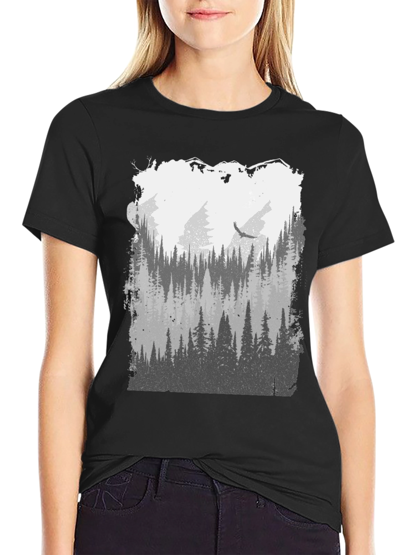 Nature Forest Graphic Tee - Mens Black T-Shirt