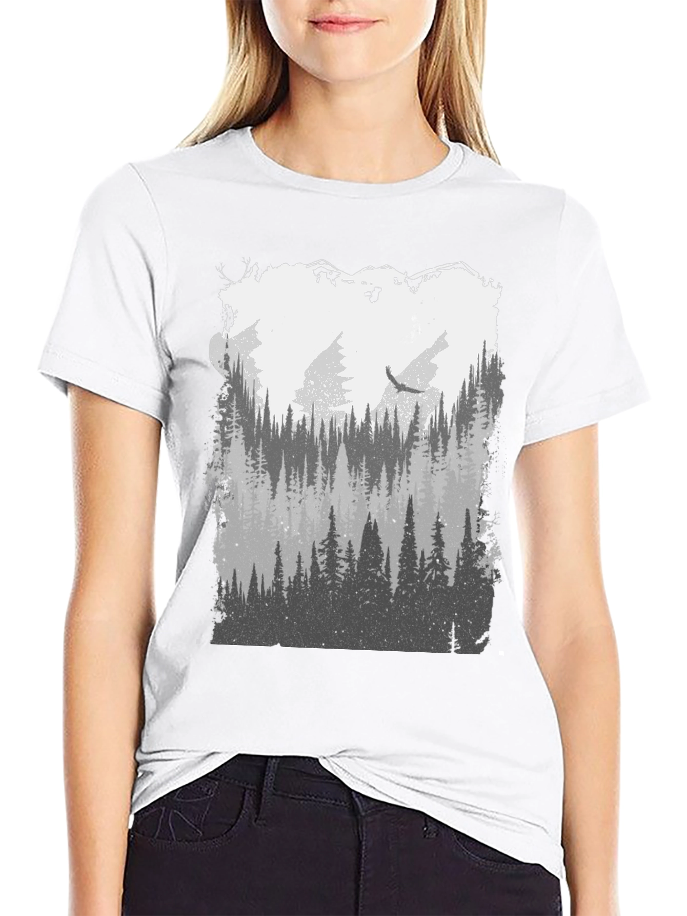 Nature Forest Graphic Tee - Mens Black T-Shirt