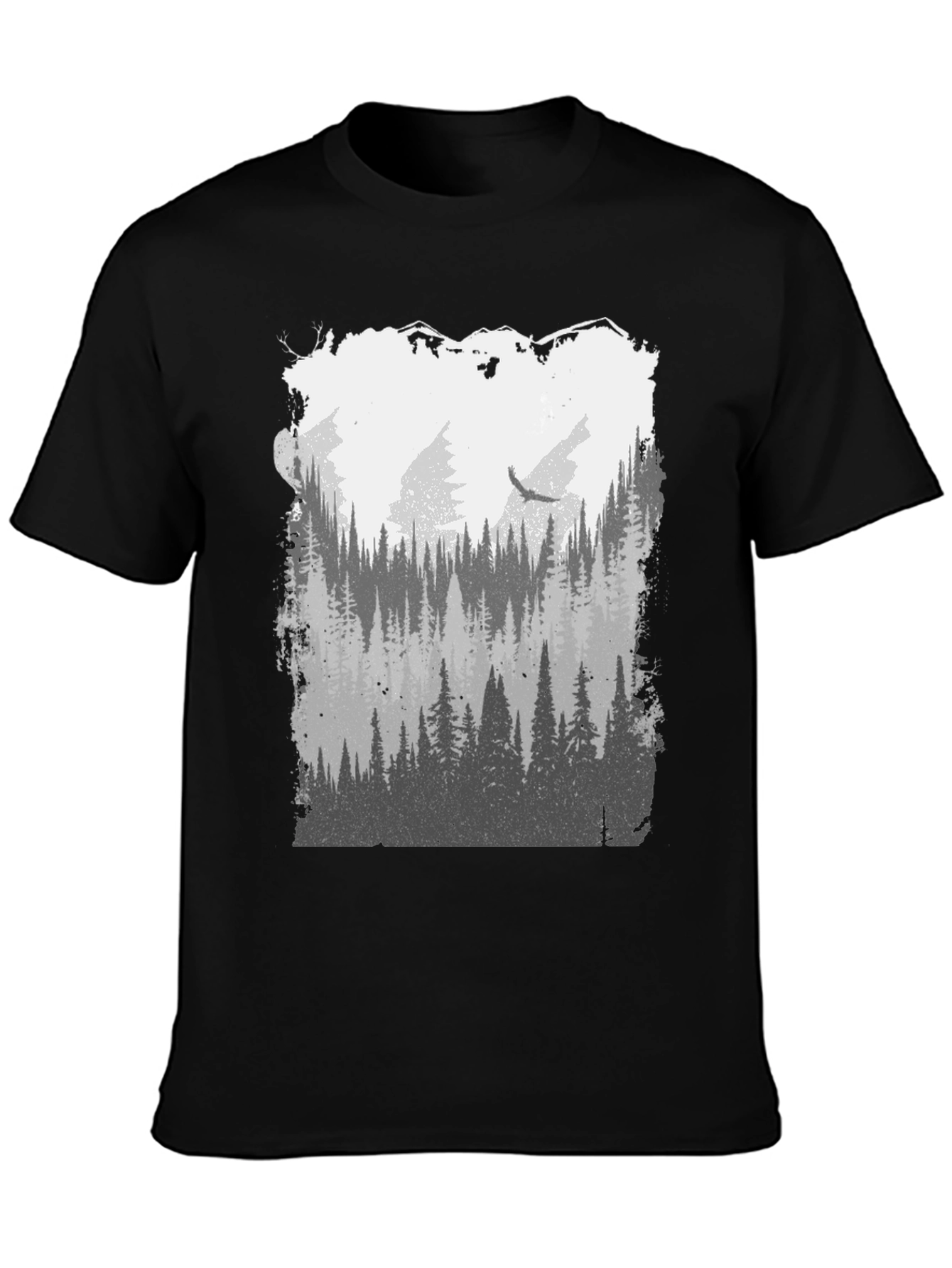 Nature Forest Graphic Tee - Mens Black T-Shirt