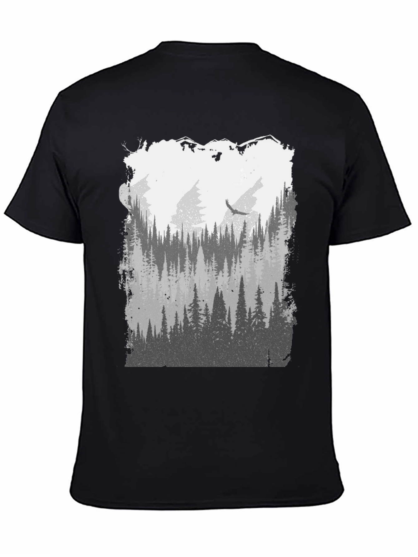 Nature Forest Graphic Tee - Mens Black T-Shirt