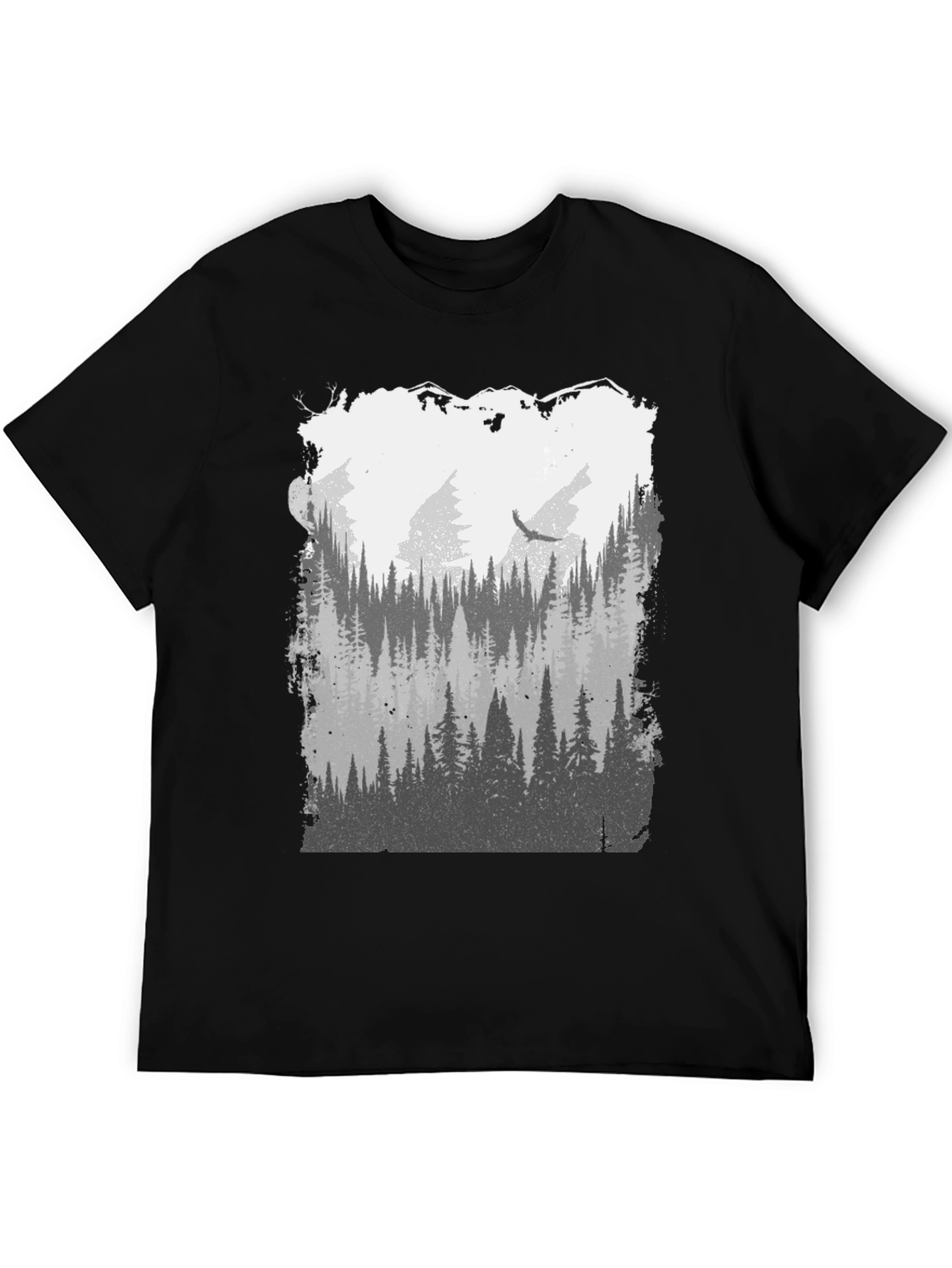 Nature Forest Graphic Tee - Mens Black T-Shirt