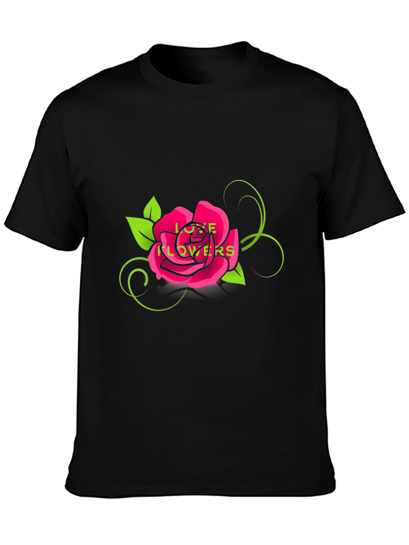 Love Flowers Rose Graphic Tee - Black