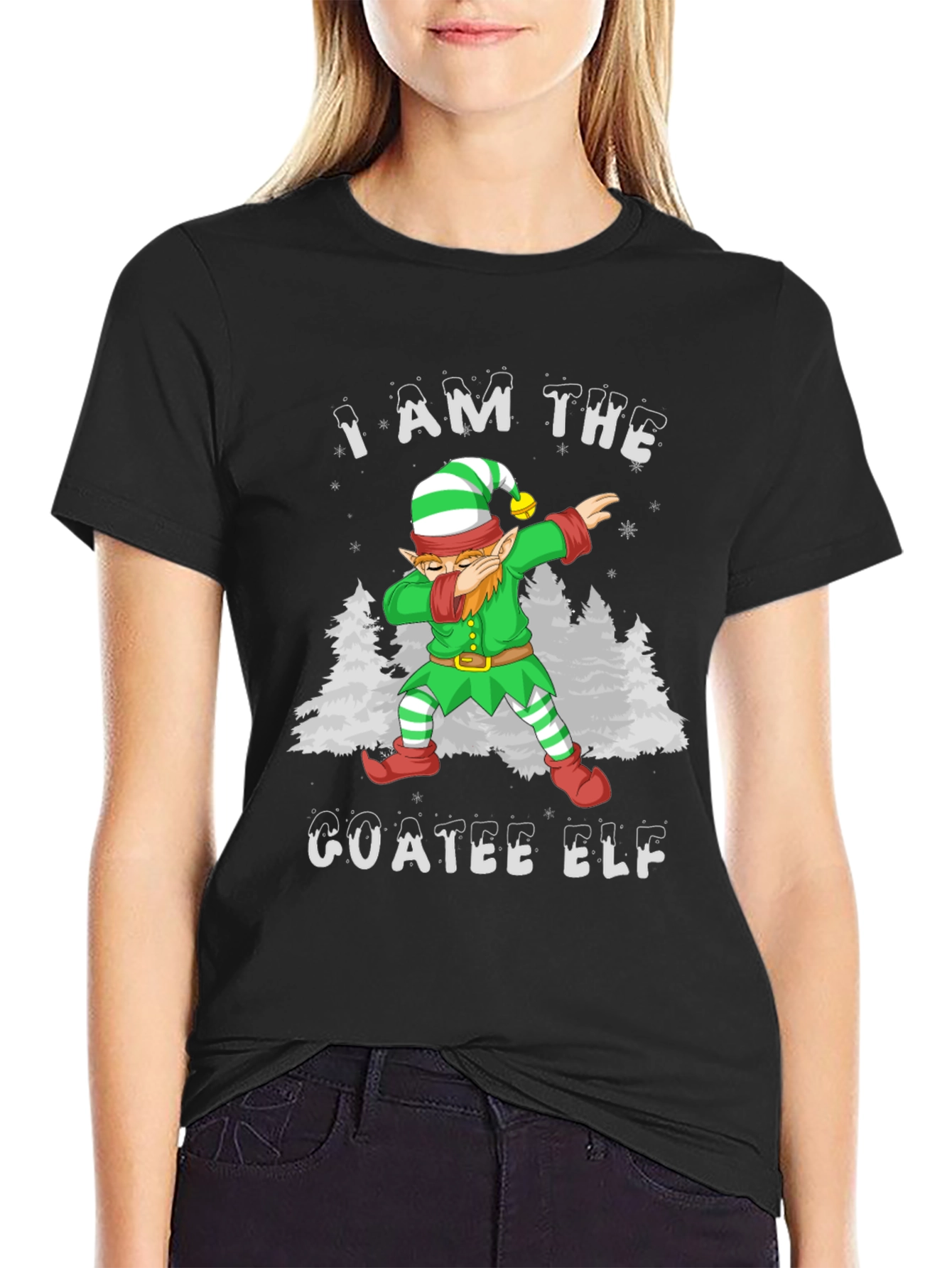 Goatee Elf Dabbing Christmas T-Shirt