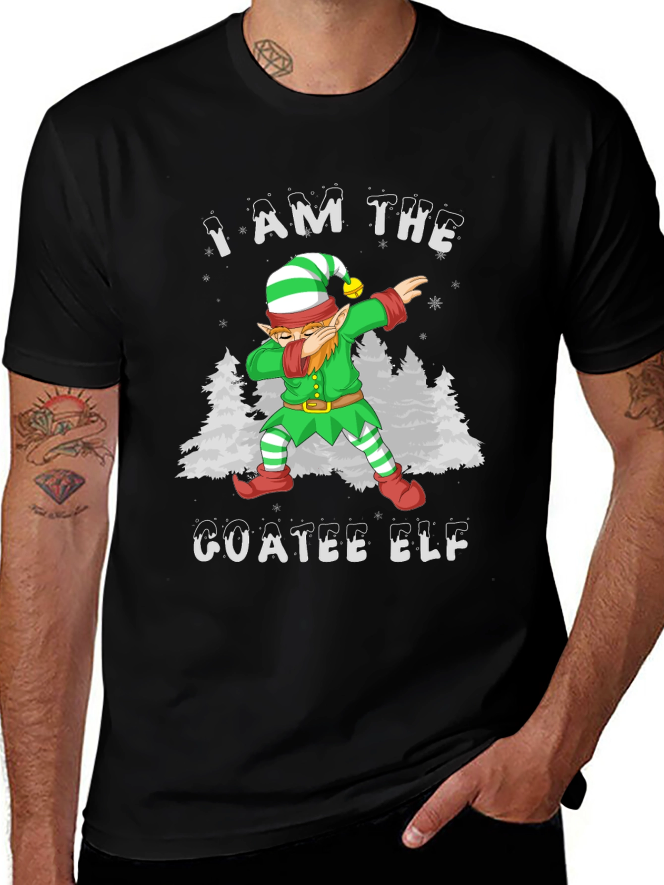 Goatee Elf Dabbing Christmas T-Shirt