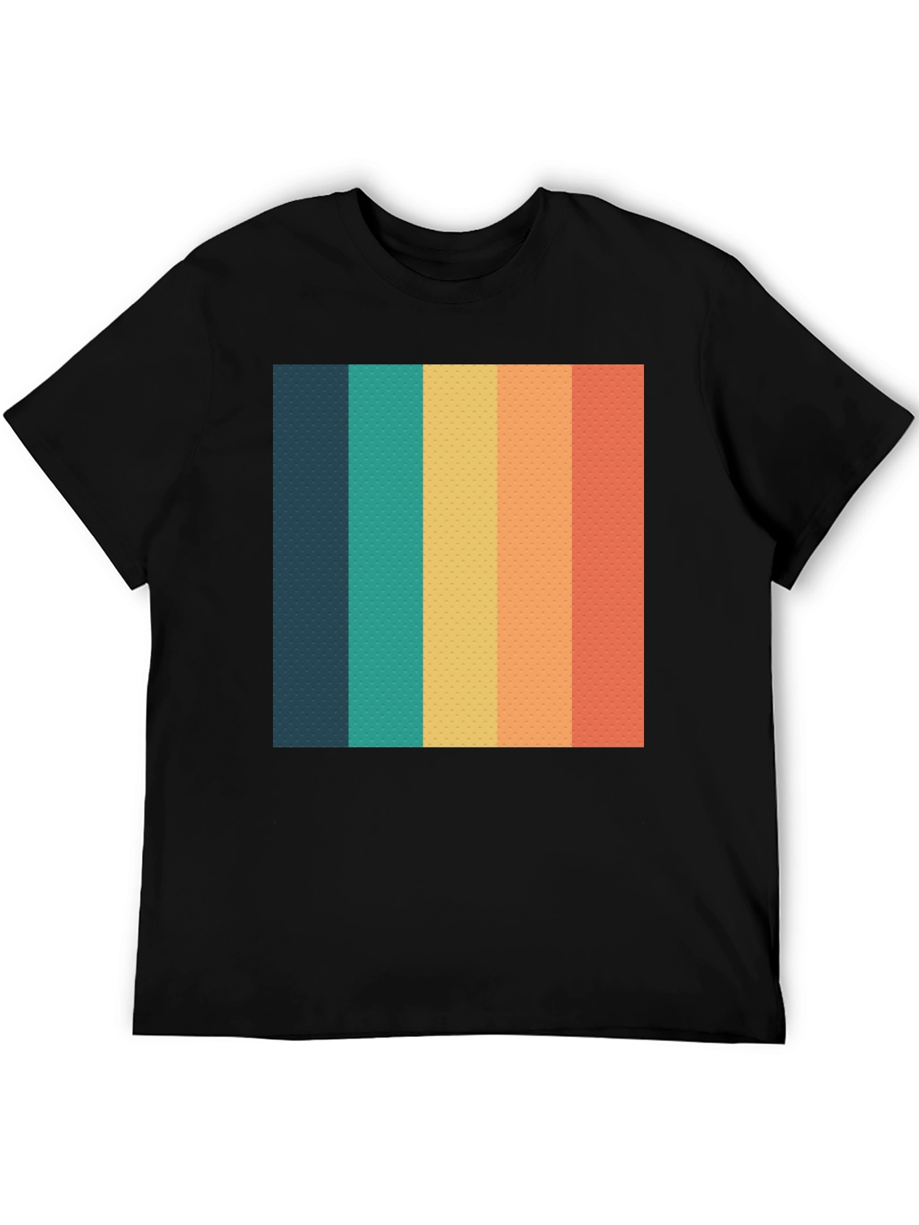 Retro Striped T-Shirt - Black Crew Neck Tee