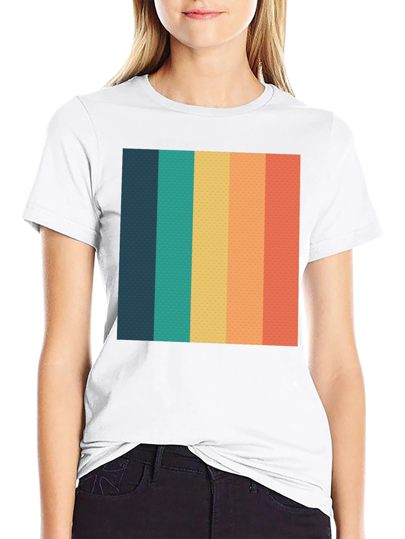 Retro Striped T-Shirt - Black Crew Neck Tee