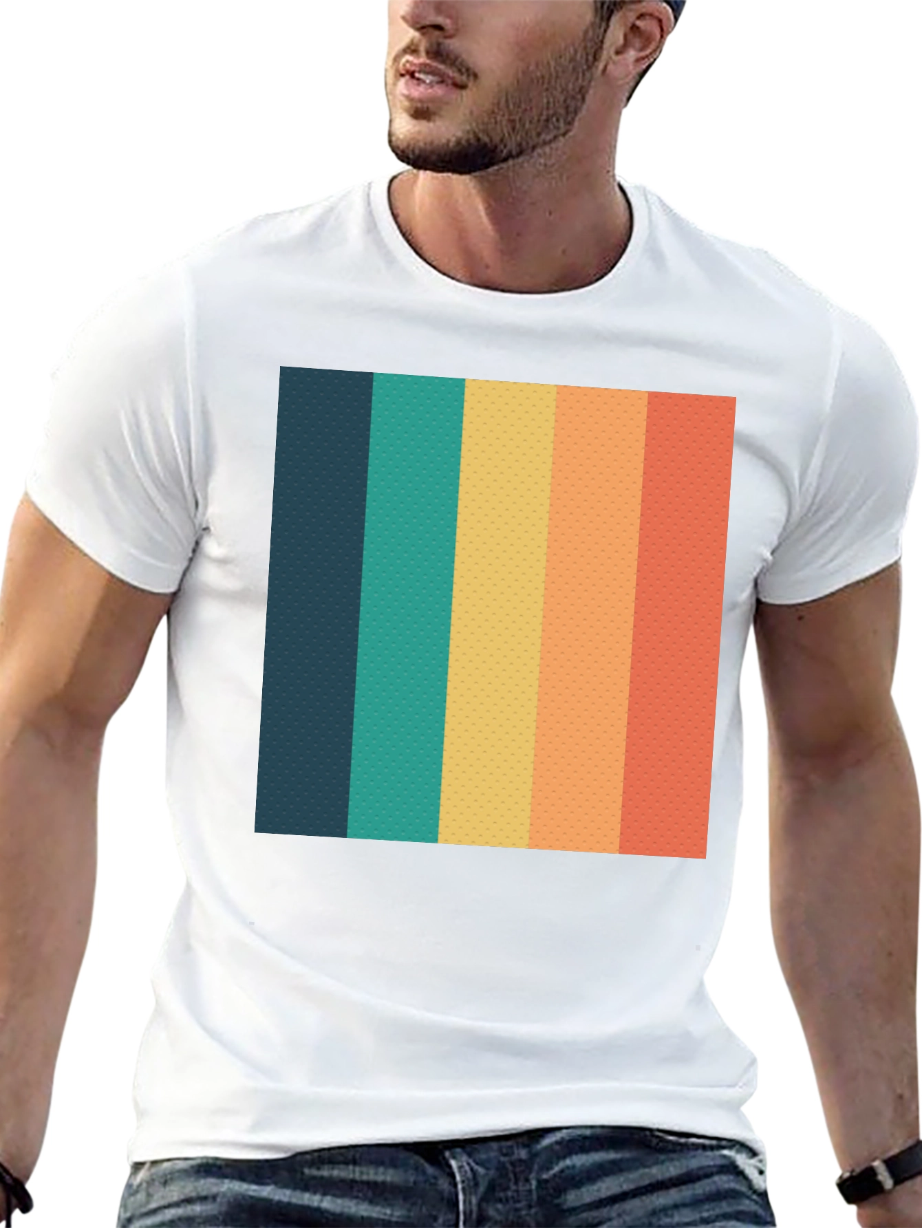 Retro Striped T-Shirt - Black Crew Neck Tee