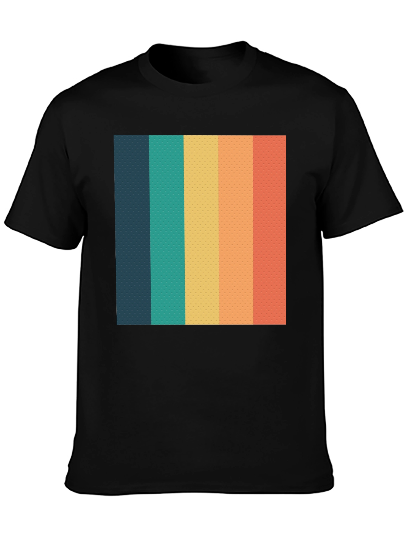 Retro Striped T-Shirt - Black Crew Neck Tee
