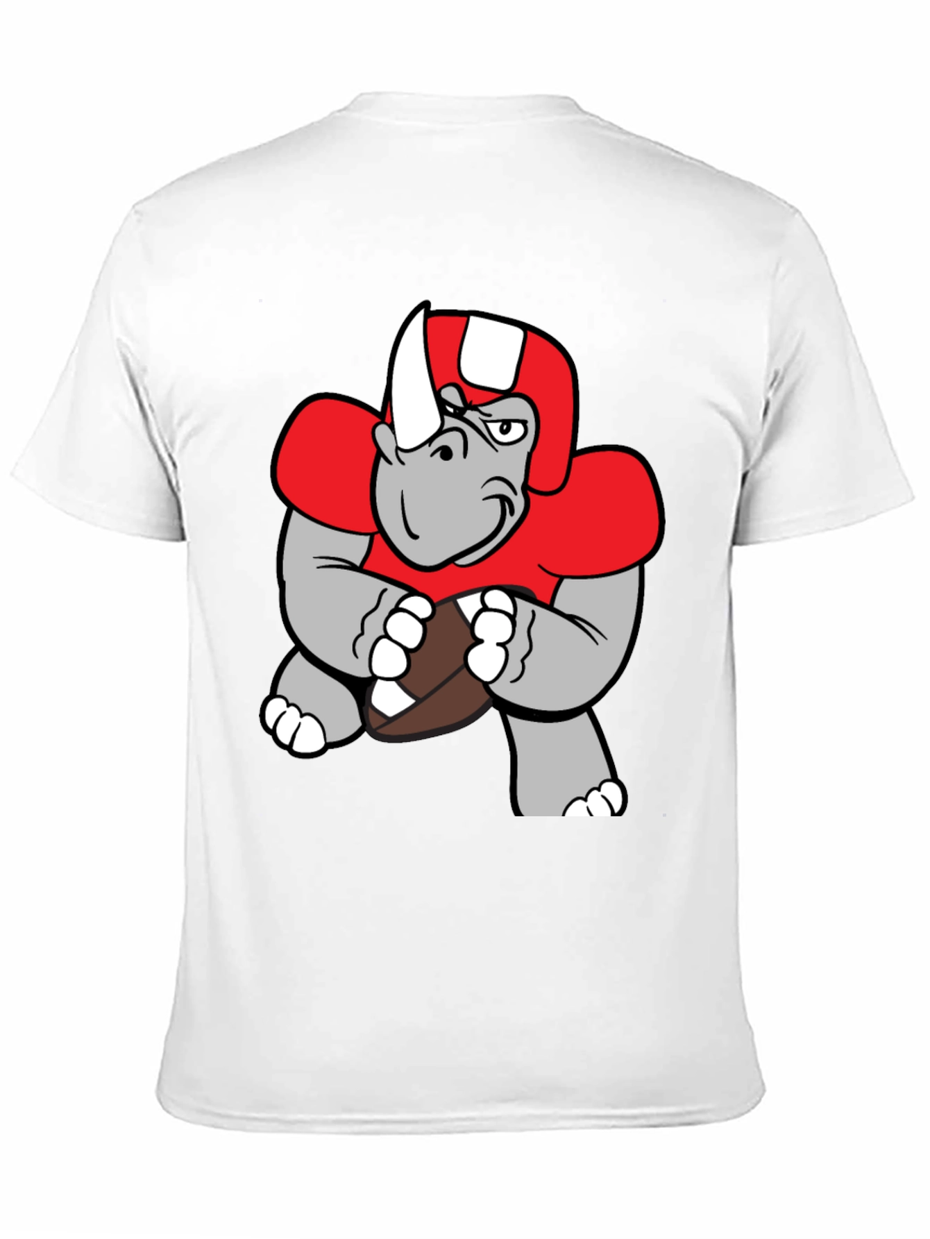 Rhino Football Player T-Shirt - Unique Cartoon Design
