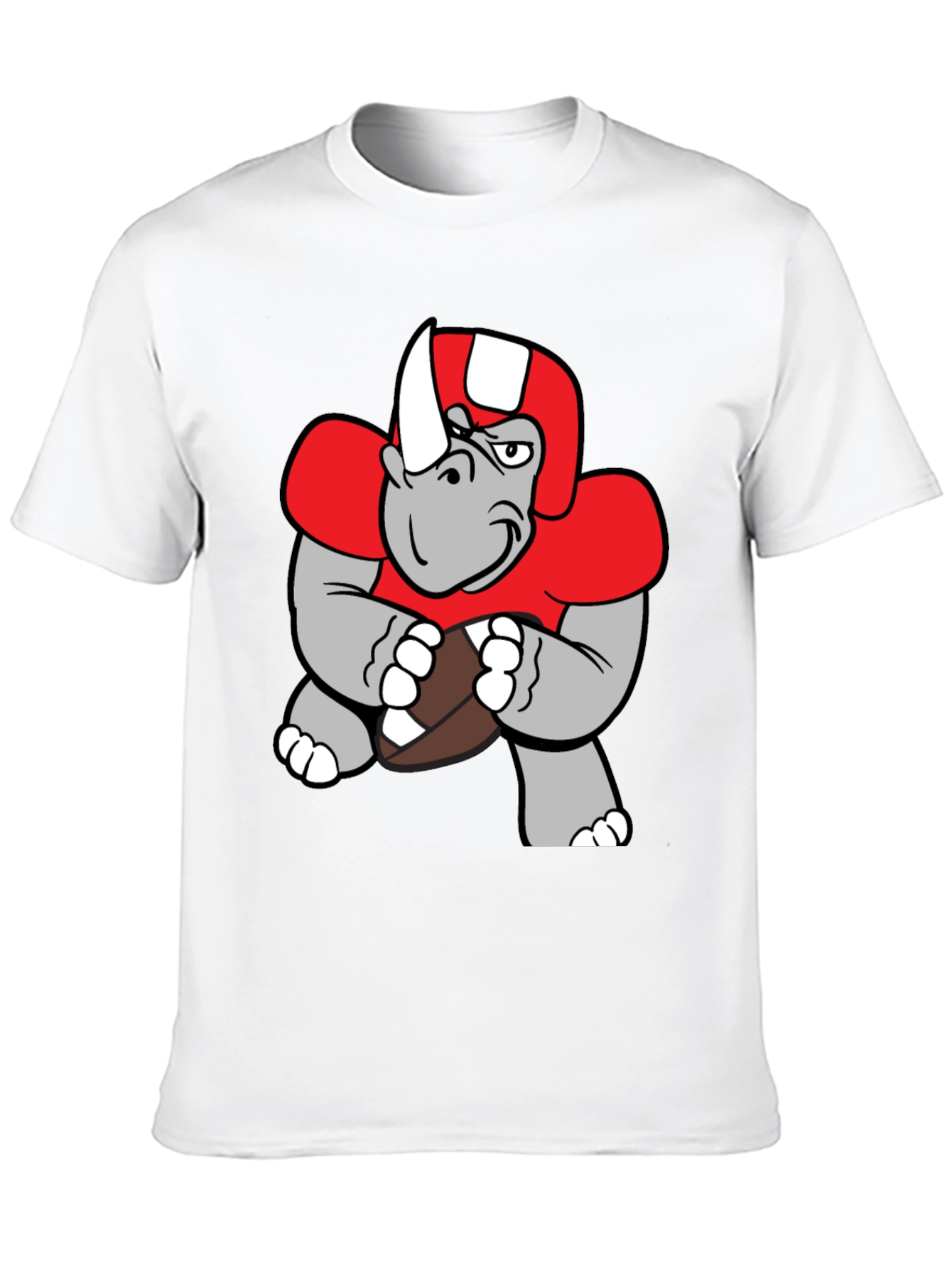 Rhino Football Player T-Shirt - Unique Cartoon Design
