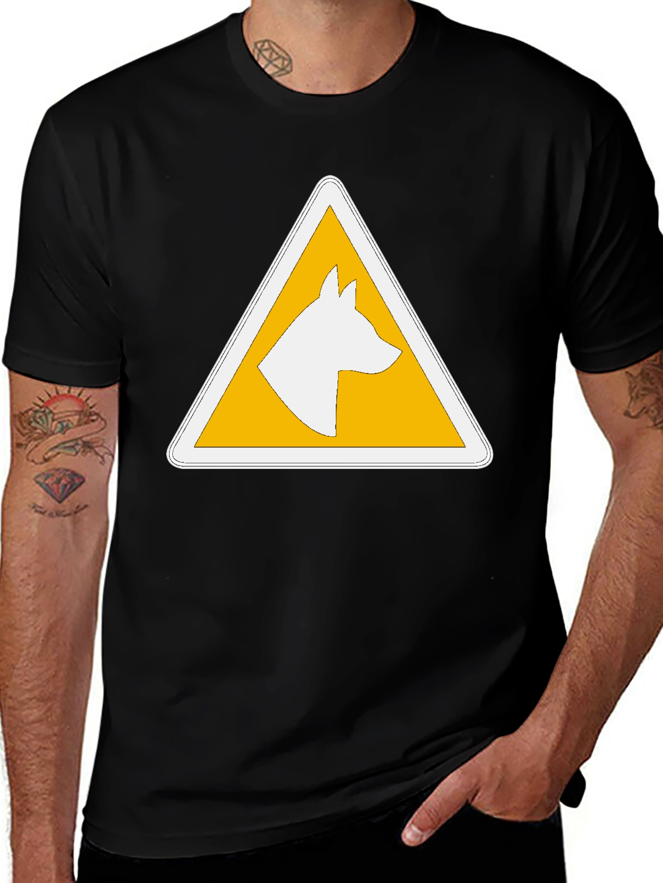 Dog Warning Sign T-Shirt - Caution Canine Ahead!
