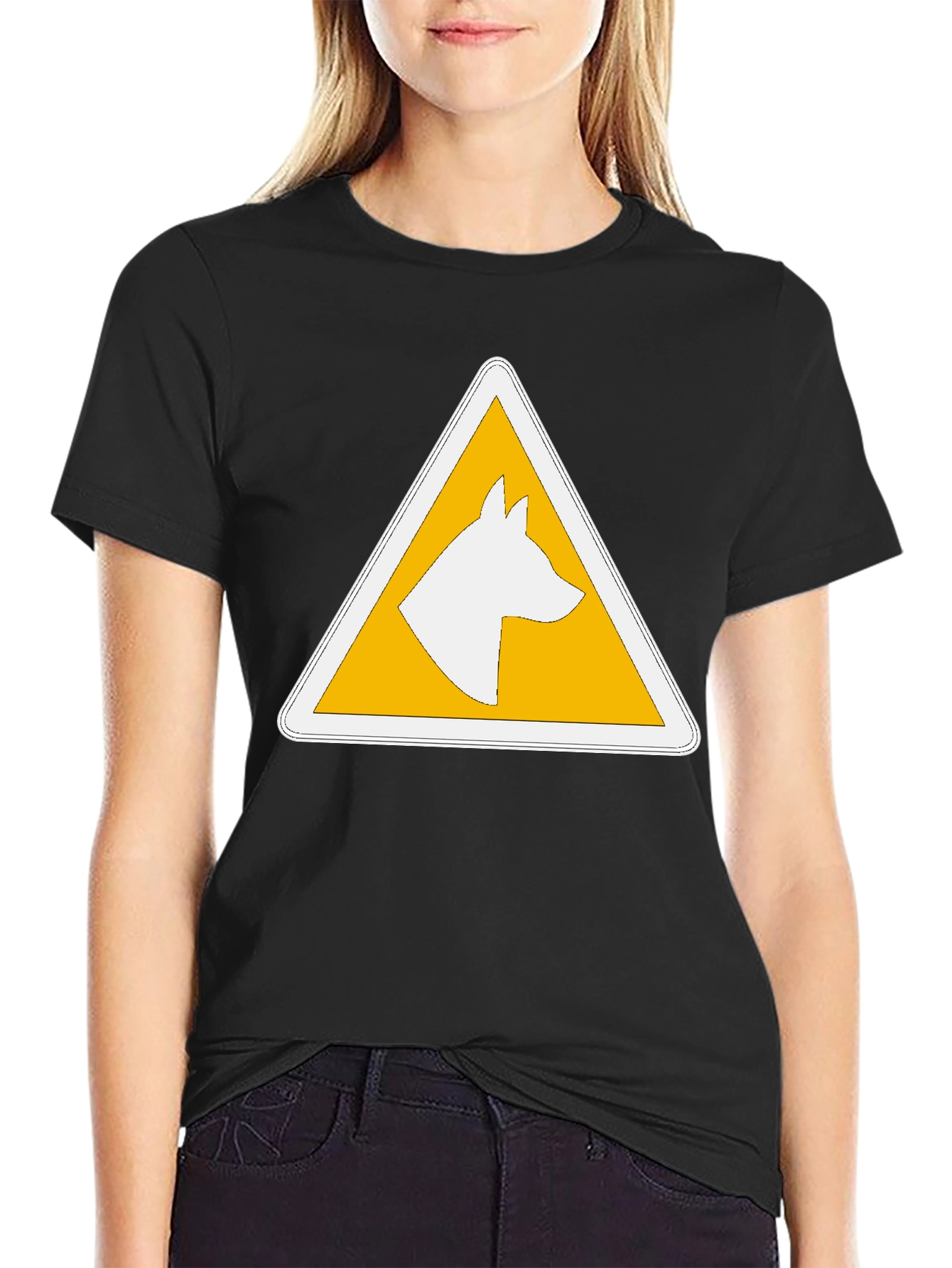 Dog Warning Sign T-Shirt - Caution Canine Ahead!