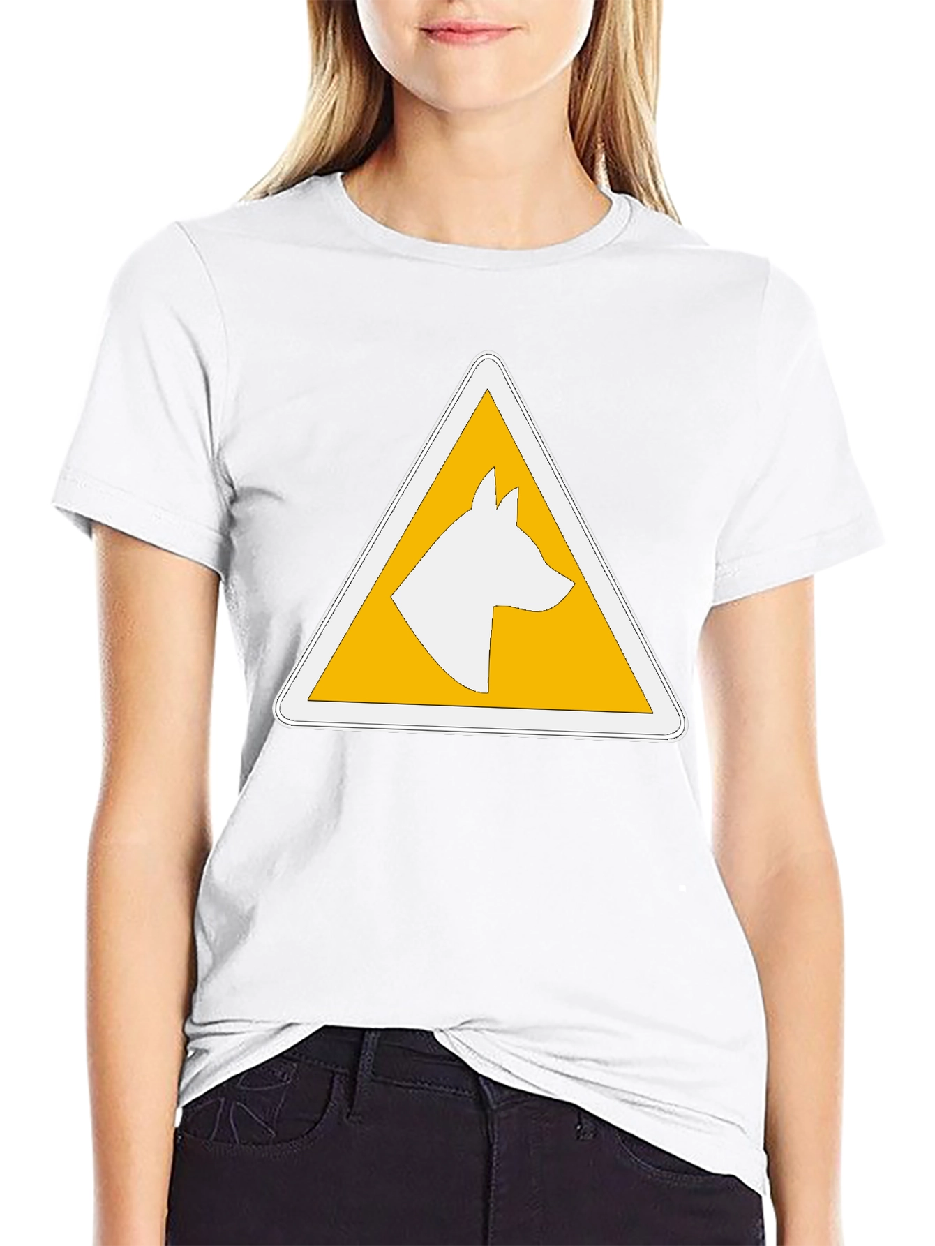 Dog Warning Sign T-Shirt - Caution Canine Ahead!