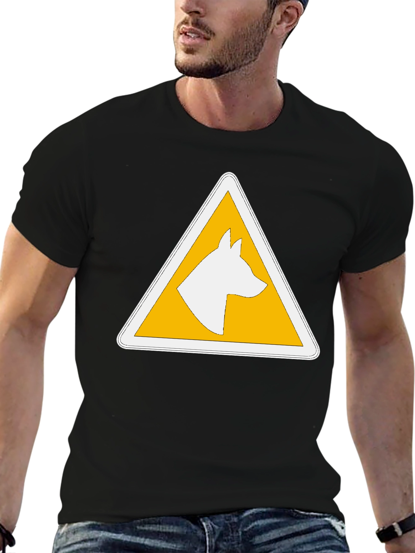 Dog Warning Sign T-Shirt - Caution Canine Ahead!