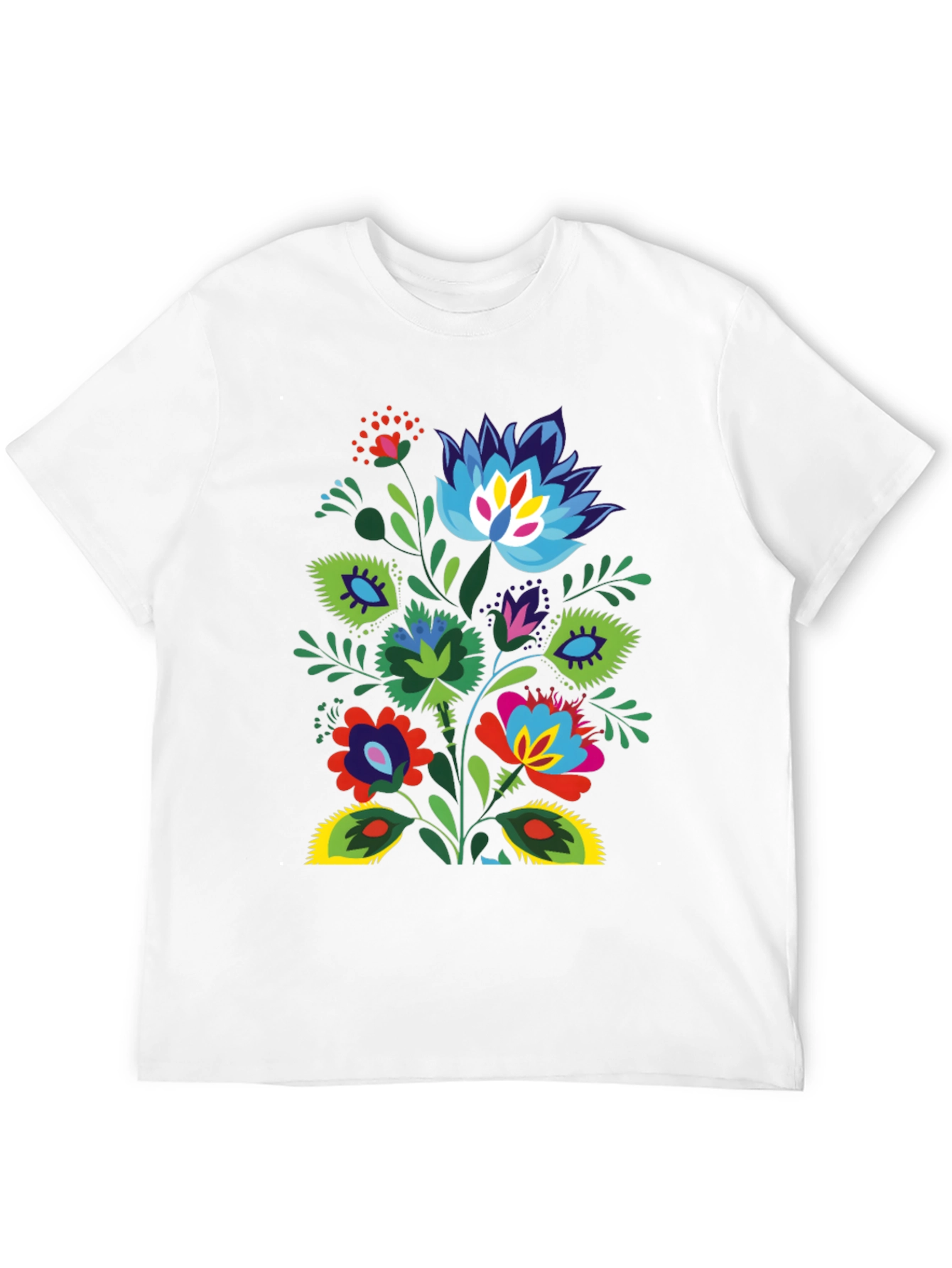 Floral Folk Art Black T-Shirt