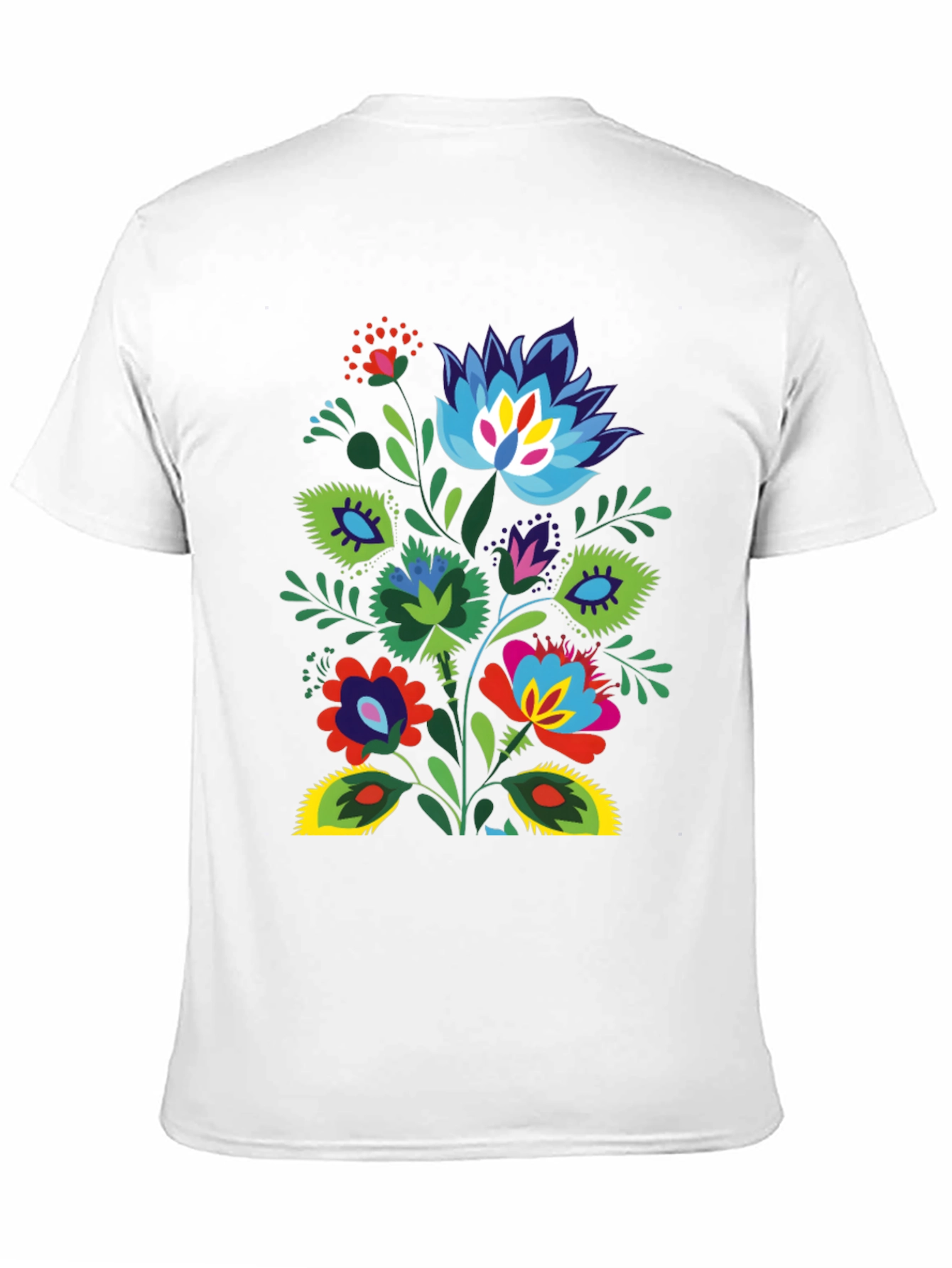 Floral Folk Art Black T-Shirt
