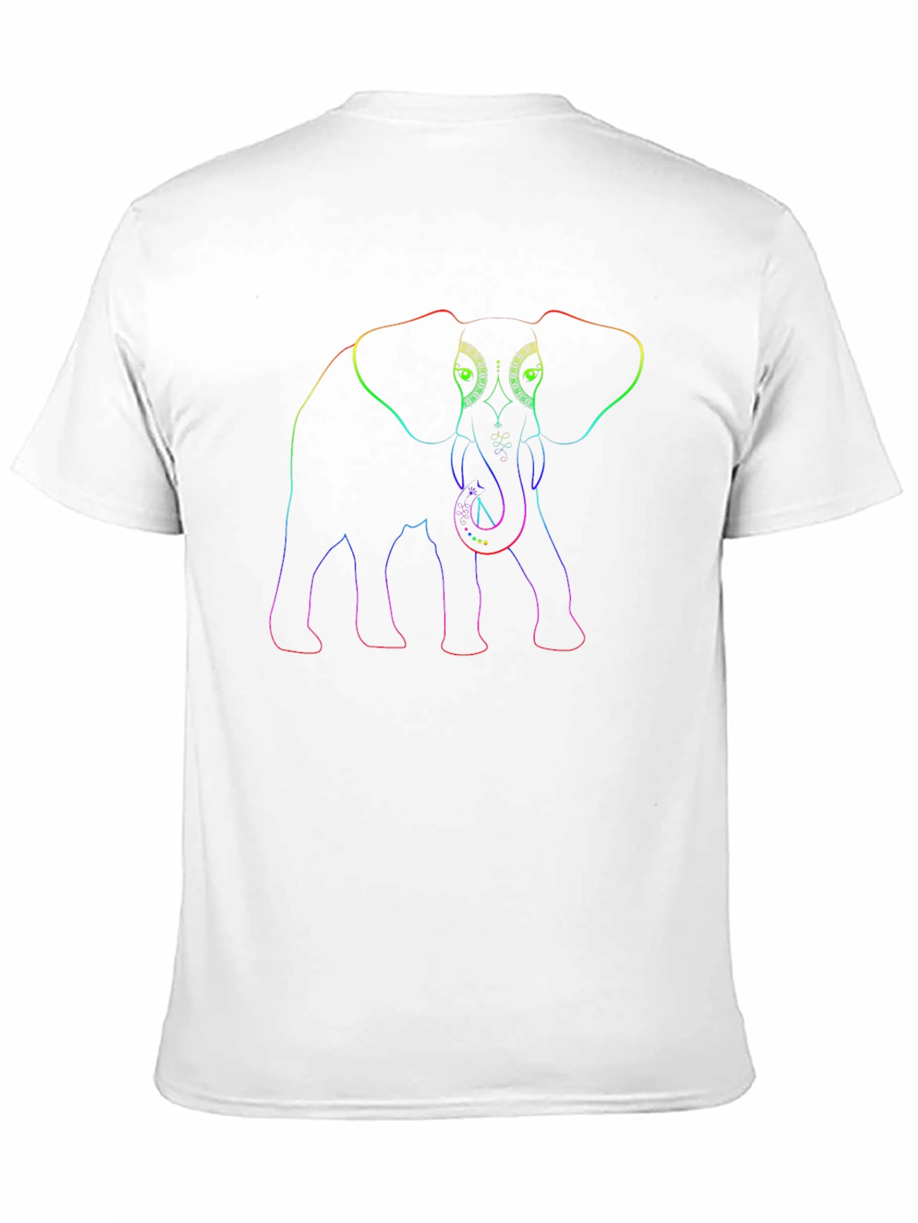 Rainbow Elephant Outline Black T-Shirt