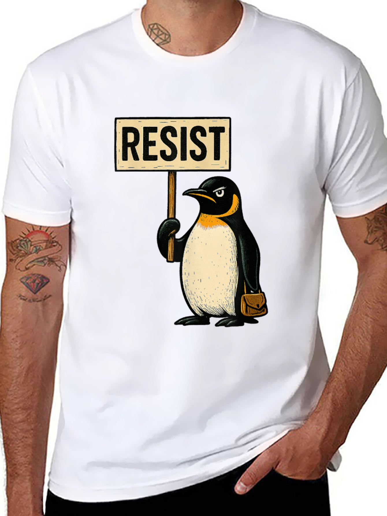 Resist Penguin Graphic T-Shirt - Activist Apparel
