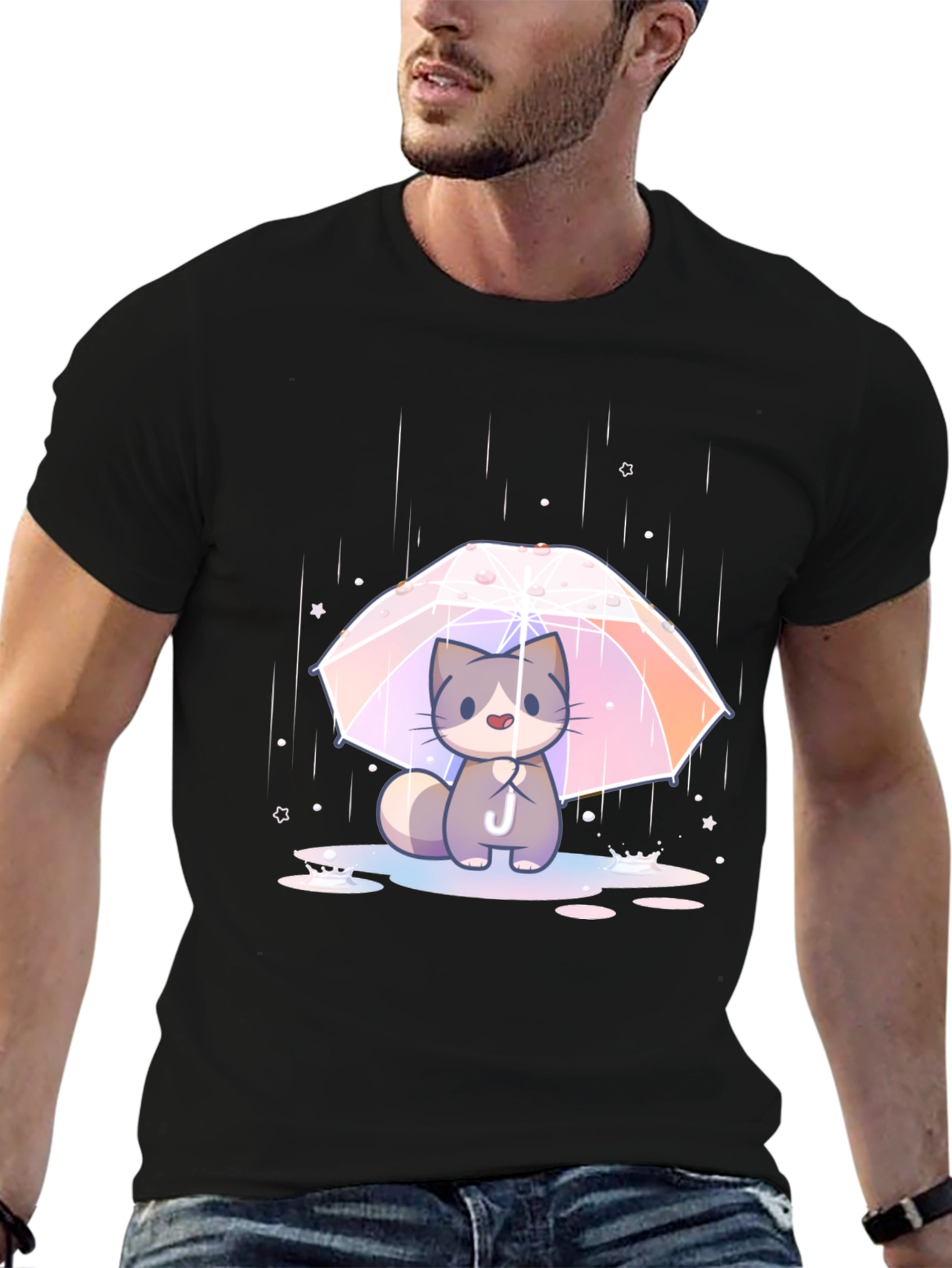 Cute Cat Umbrella T-Shirt