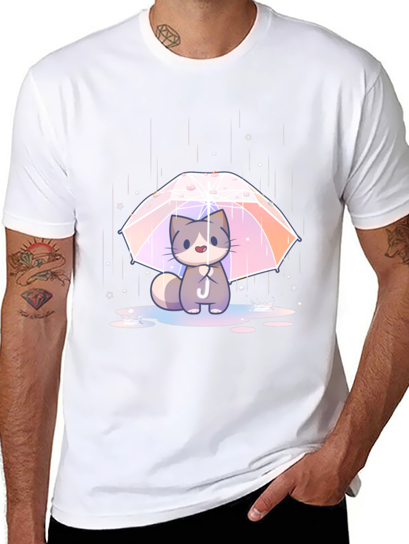 Cute Cat Umbrella T-Shirt