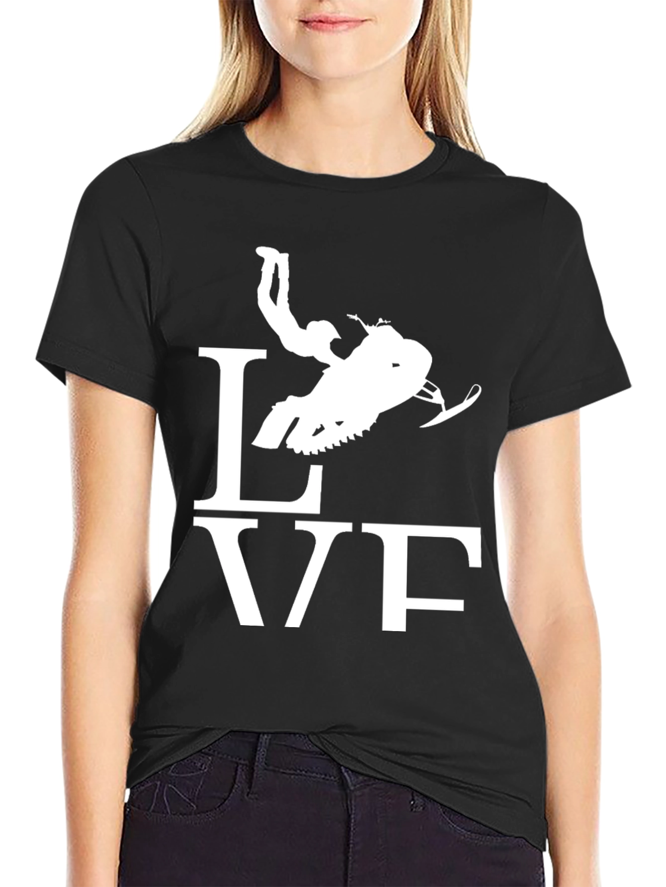 Snowmobile Love Graphic Tee - Black Cotton Shirt